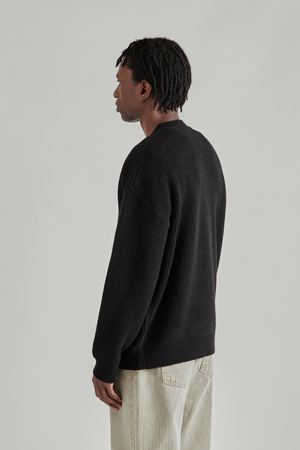 Wool Deck Zipup Cardigan - Black