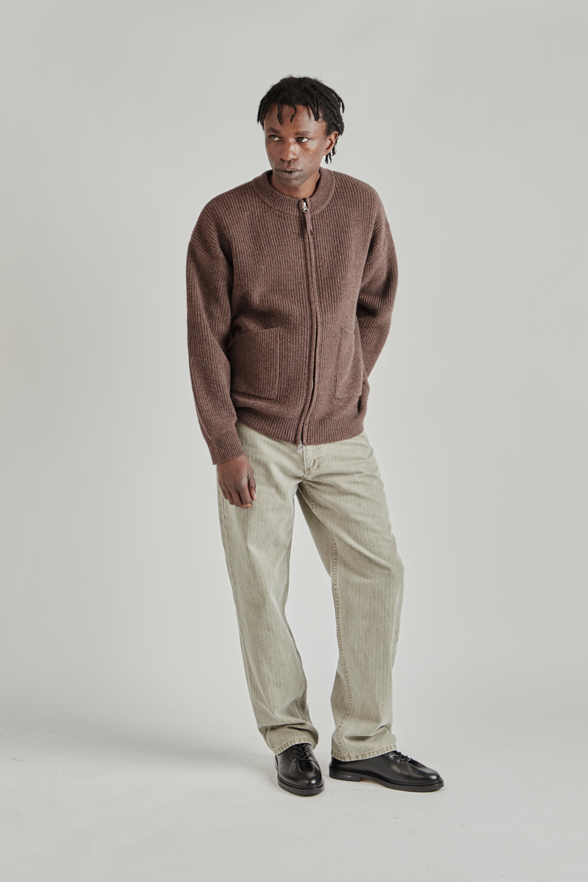 Frizmworks Wool Deck Zip Cardigan Brown | Wallace Mercantile