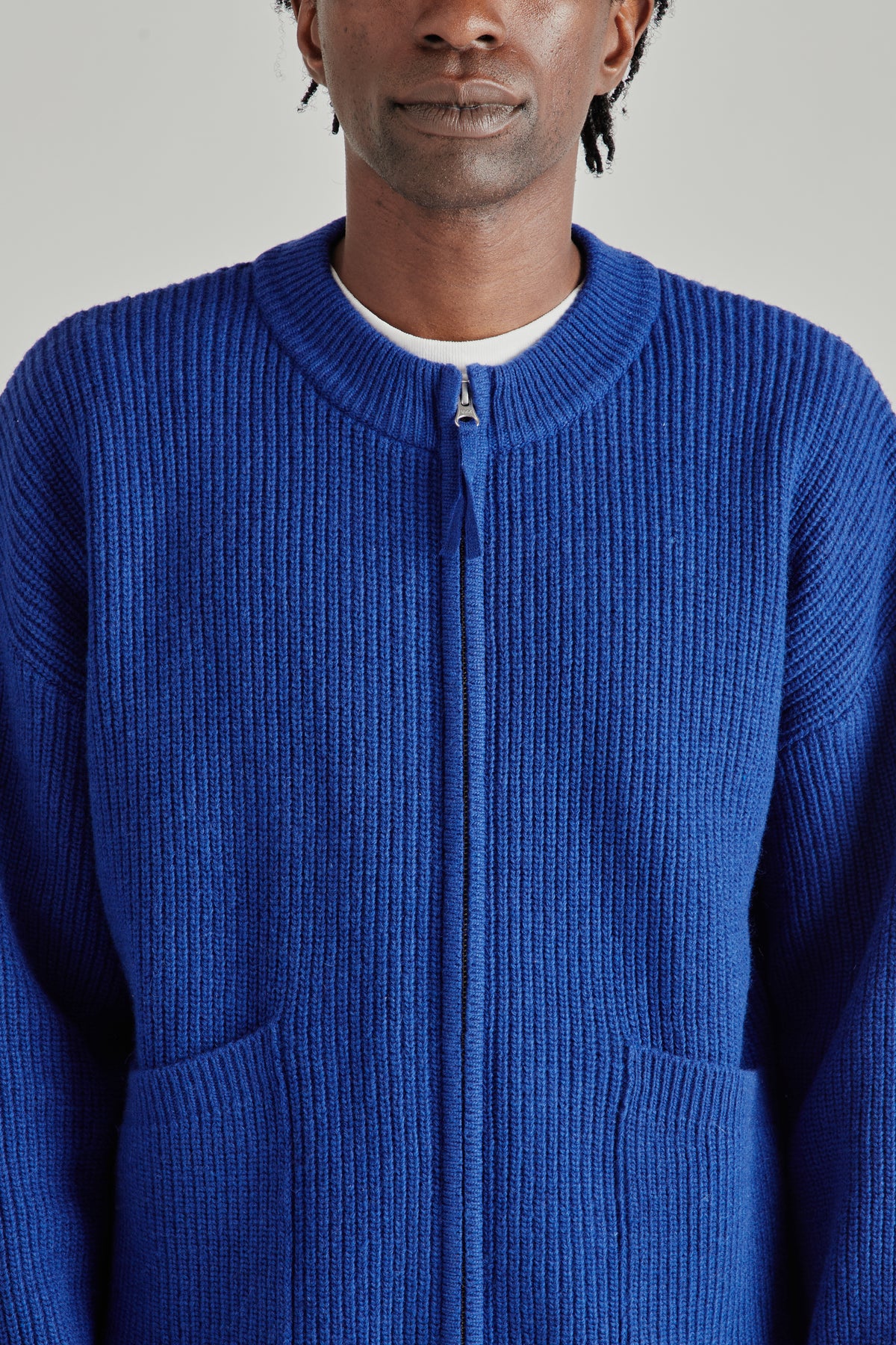 Wool Deck Zipup Cardigan - Cobalt Blue