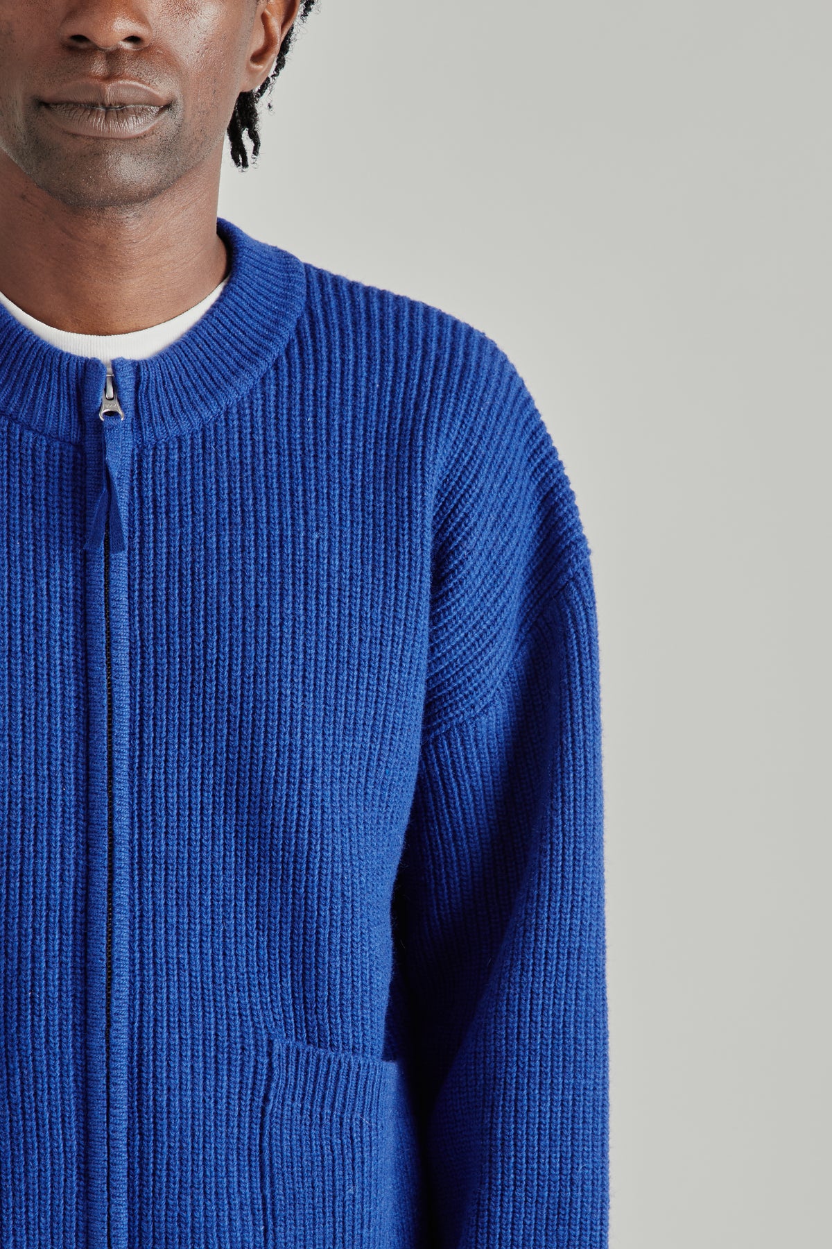 Wool Deck Zipup Cardigan - Cobalt Blue