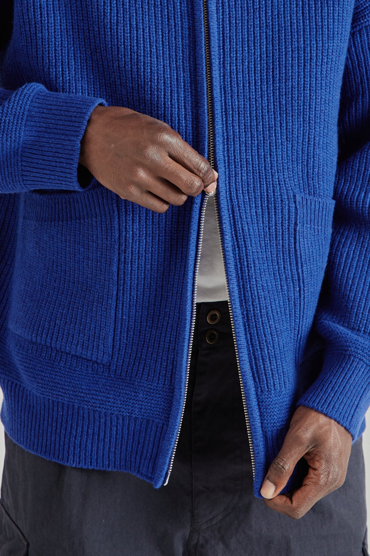 Wool Deck Zipup Cardigan - Cobalt Blue