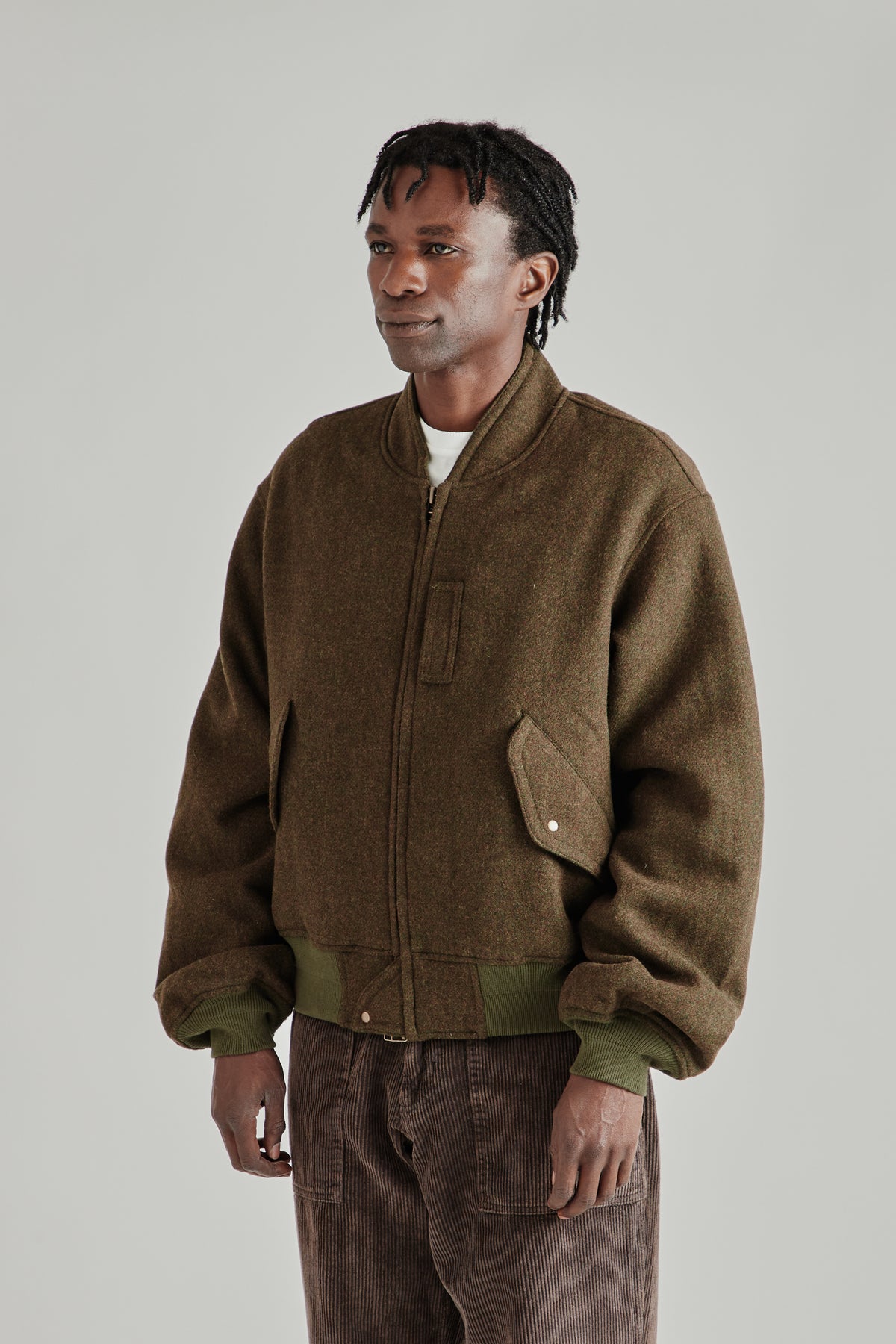 Wool Flight Jacket - Moss Green