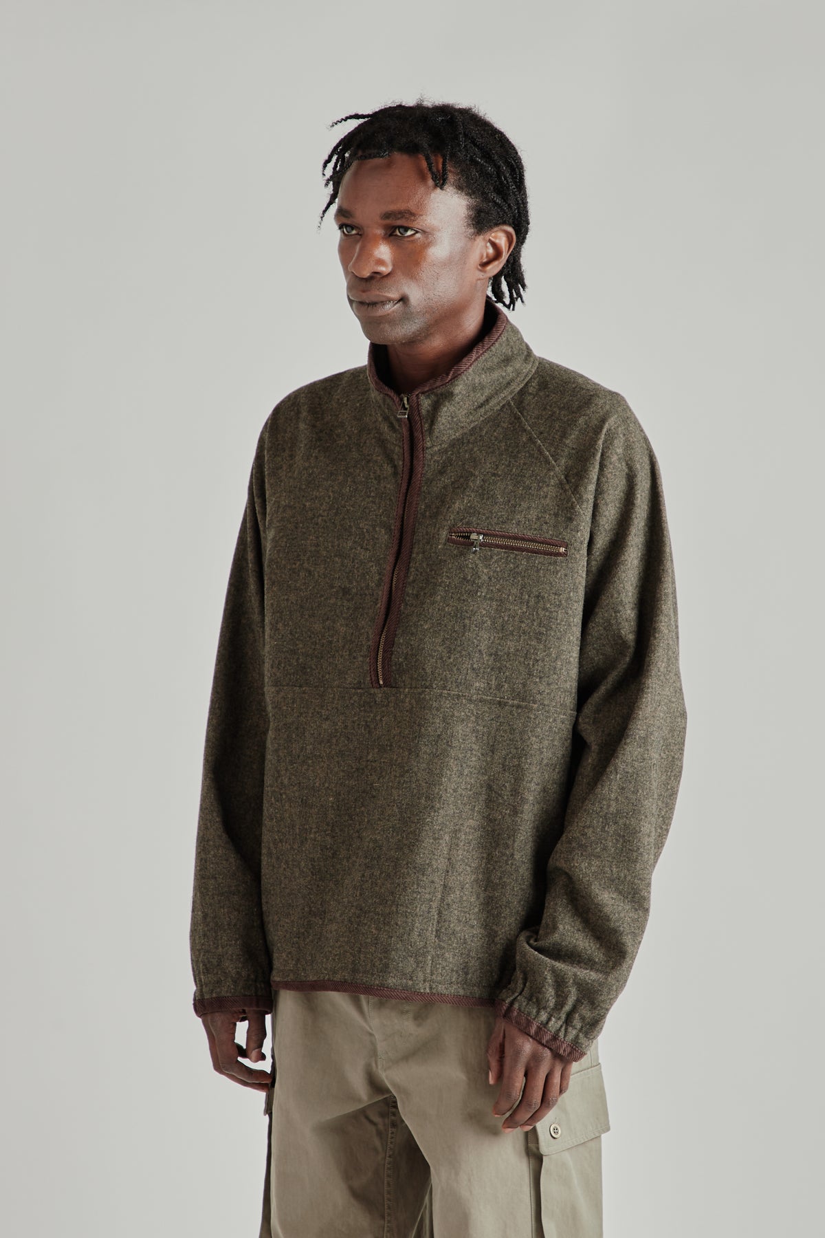 Wool Half Pullover - Forest Black