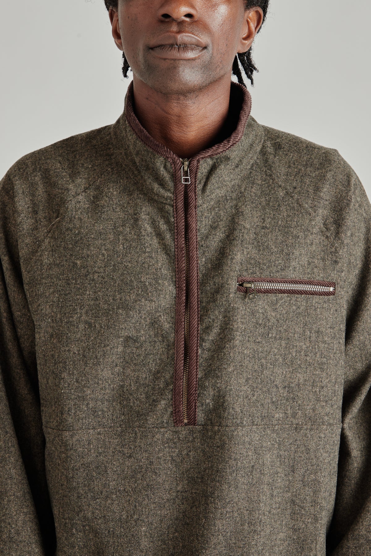 Wool Half Pullover - Forest Black