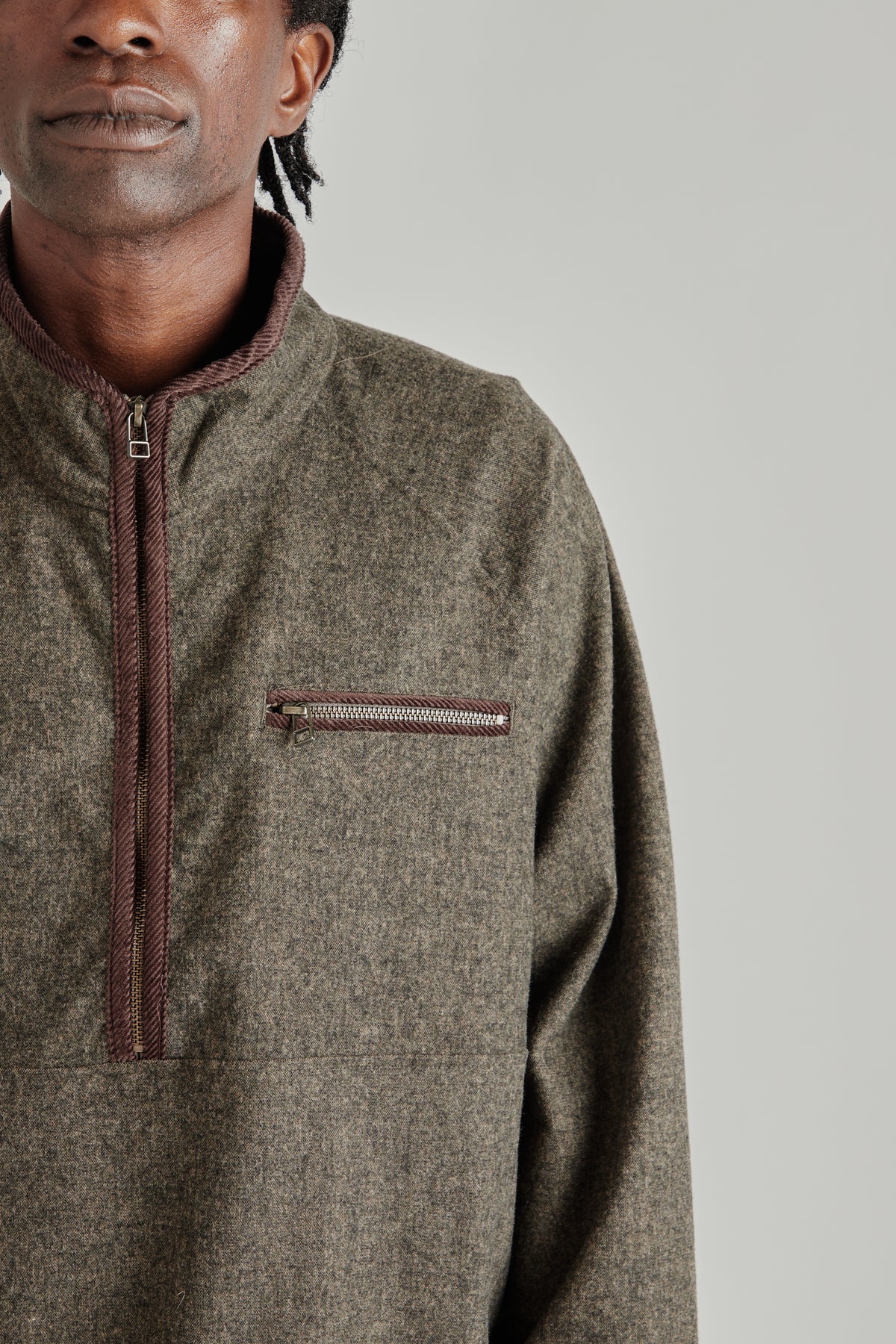 Wool Half Pullover - Forest Black