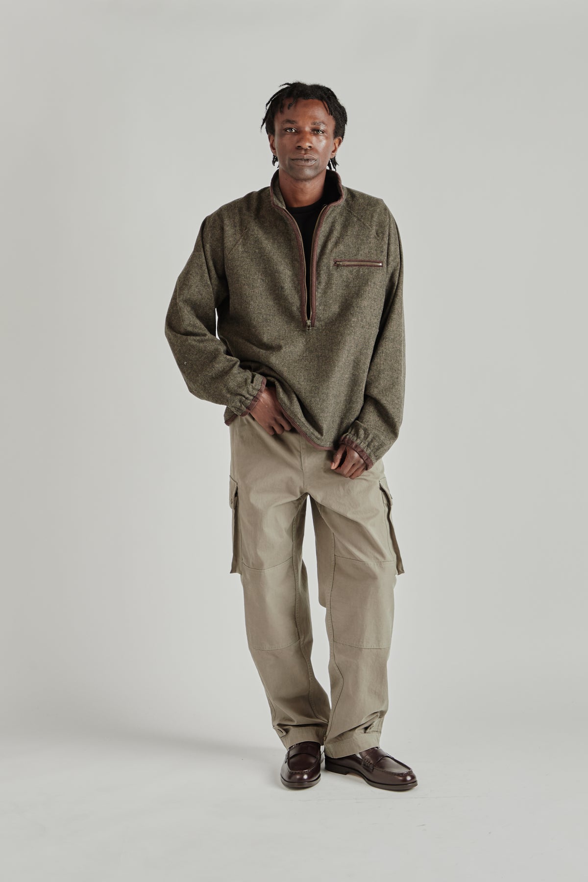 Wool Half Pullover - Forest Black