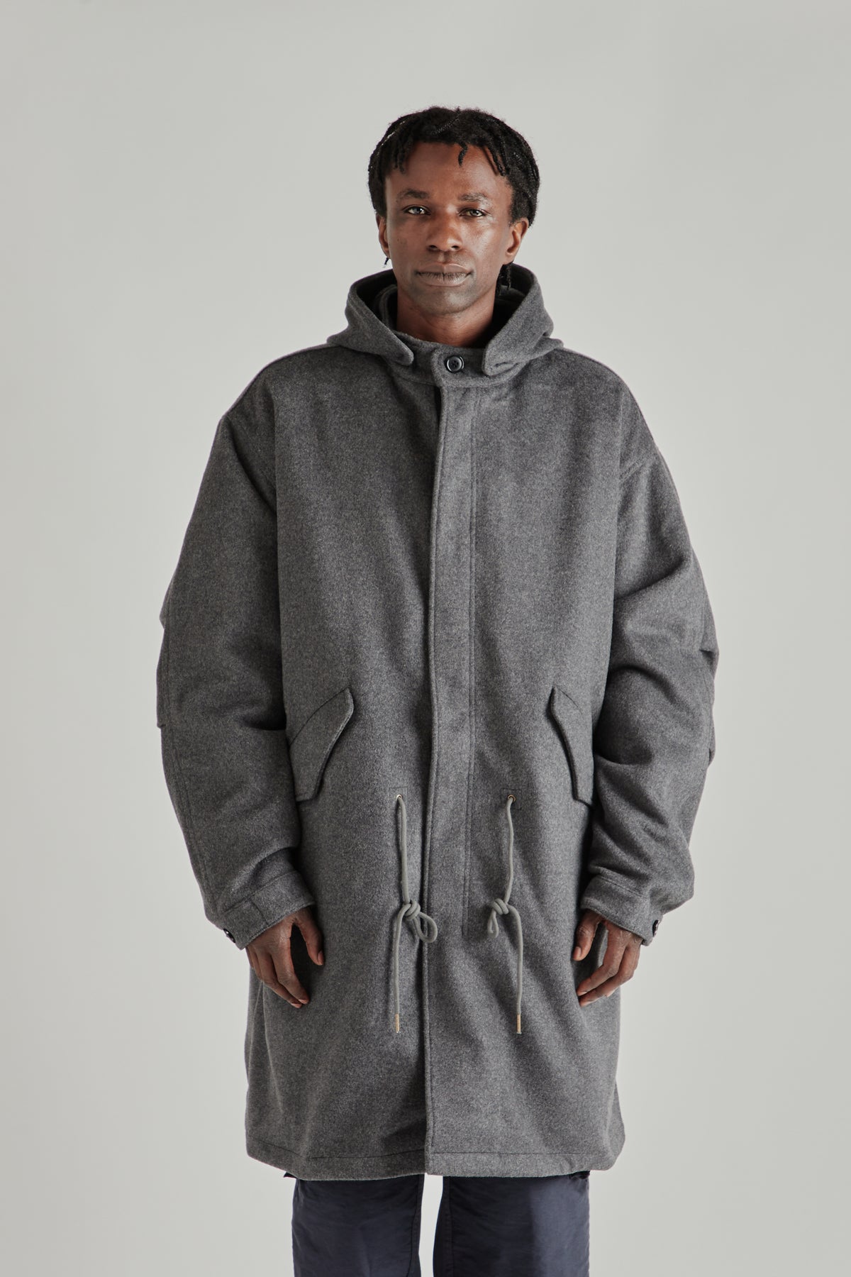 Wool Vincent Fishtail Parka - Charcoal