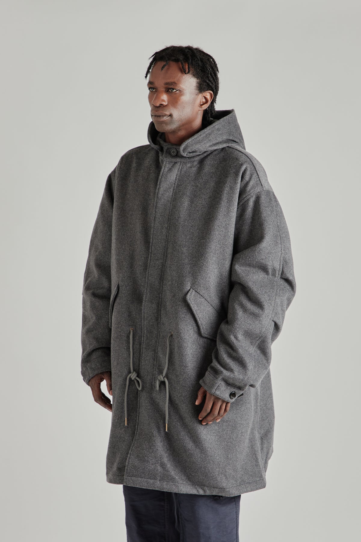 Wool Vincent Fishtail Parka - Charcoal