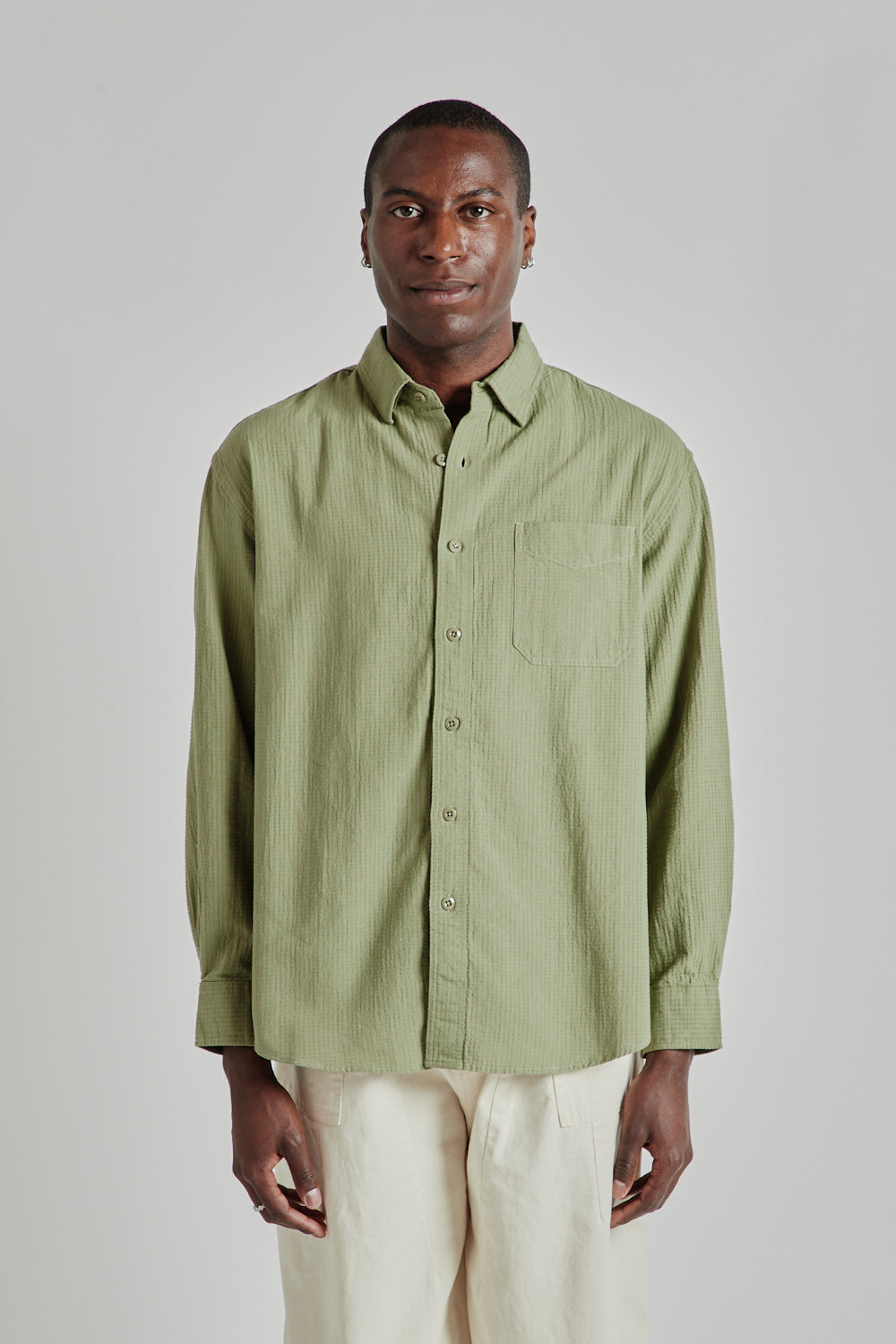 OG Dobby Weave Seersucker Shirt - Olive