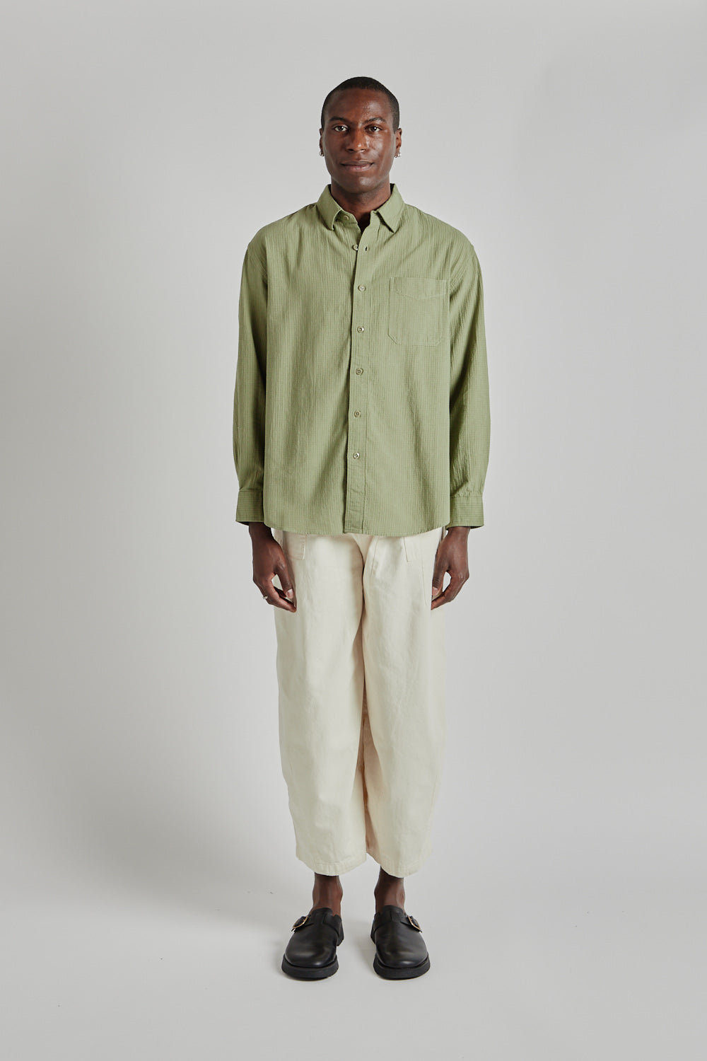 OG Dobby Weave Seersucker Shirt - Olive