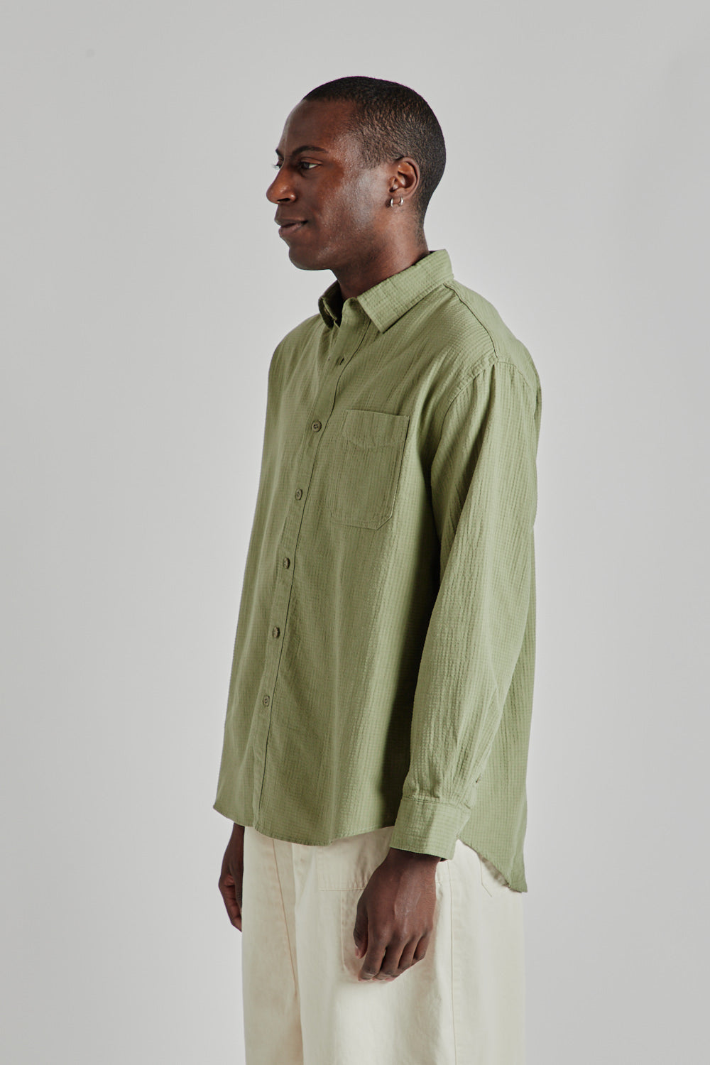 OG Dobby Weave Seersucker Shirt - Olive