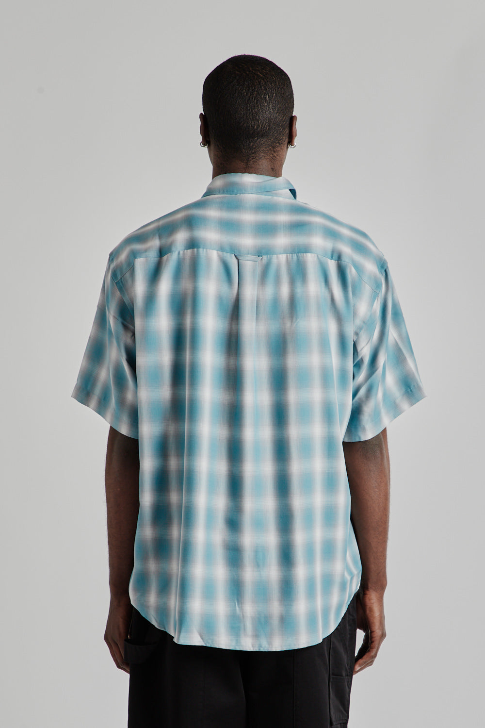 Ombre Check Relaxed Half Shirt - Mint