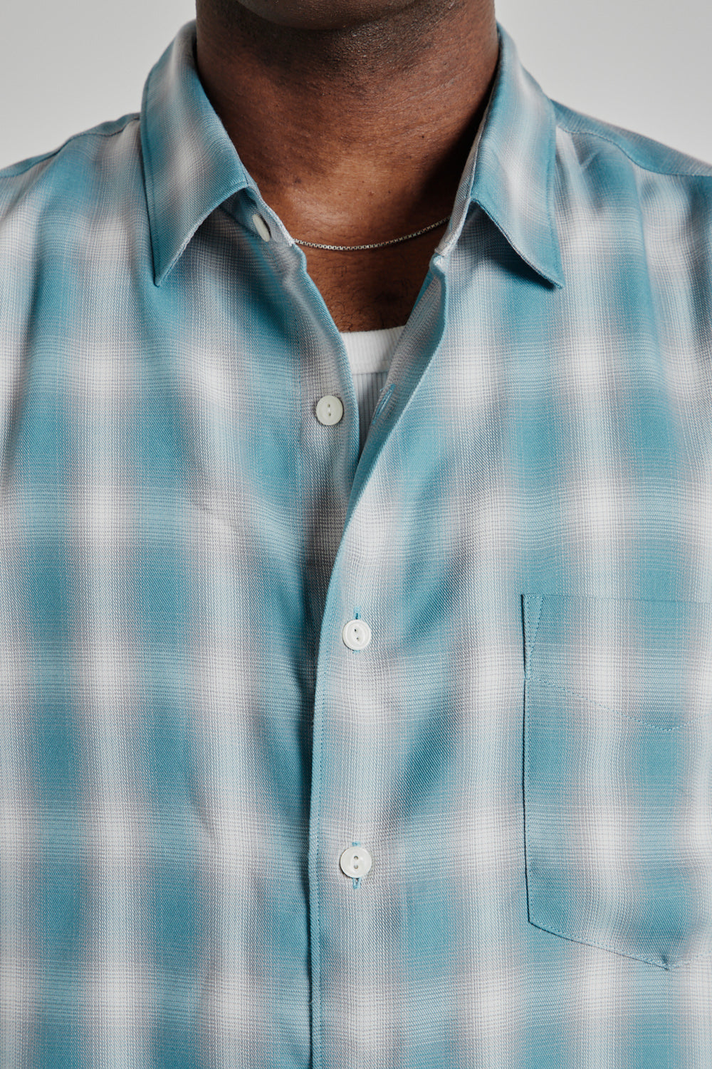 Ombre Check Relaxed Half Shirt - Mint