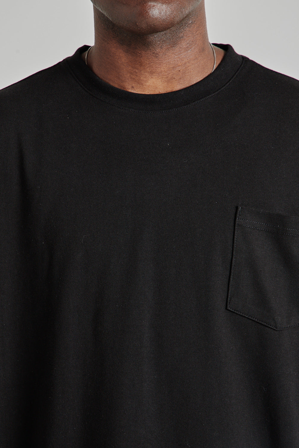 Oversized Long Sleeved Pocket Tee - Black