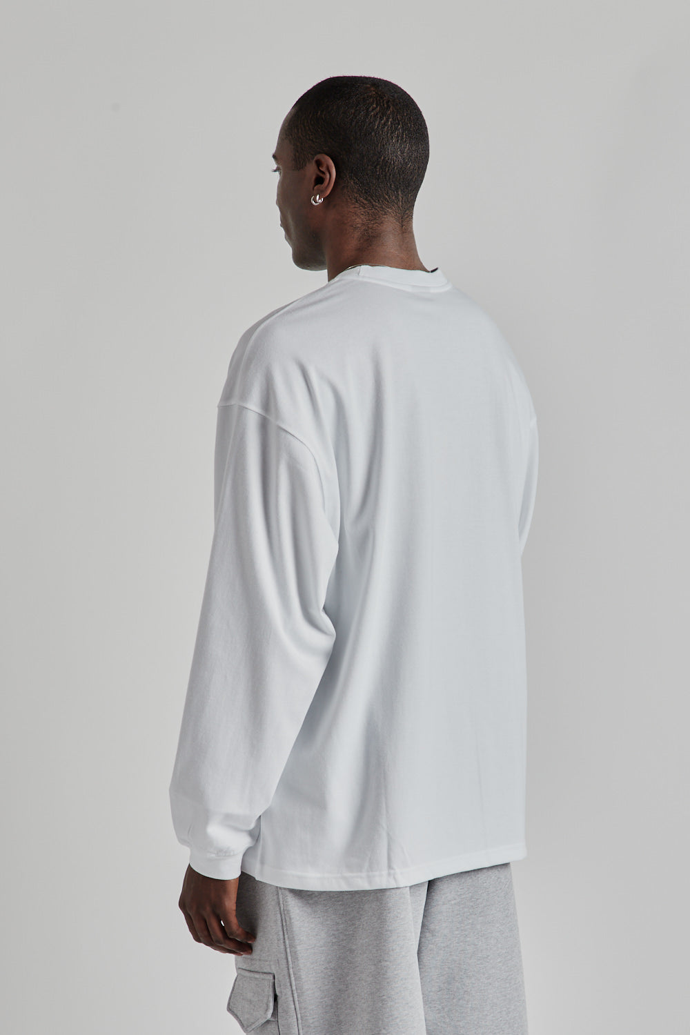 Oversized Long Sleeved Pocket Tee - White