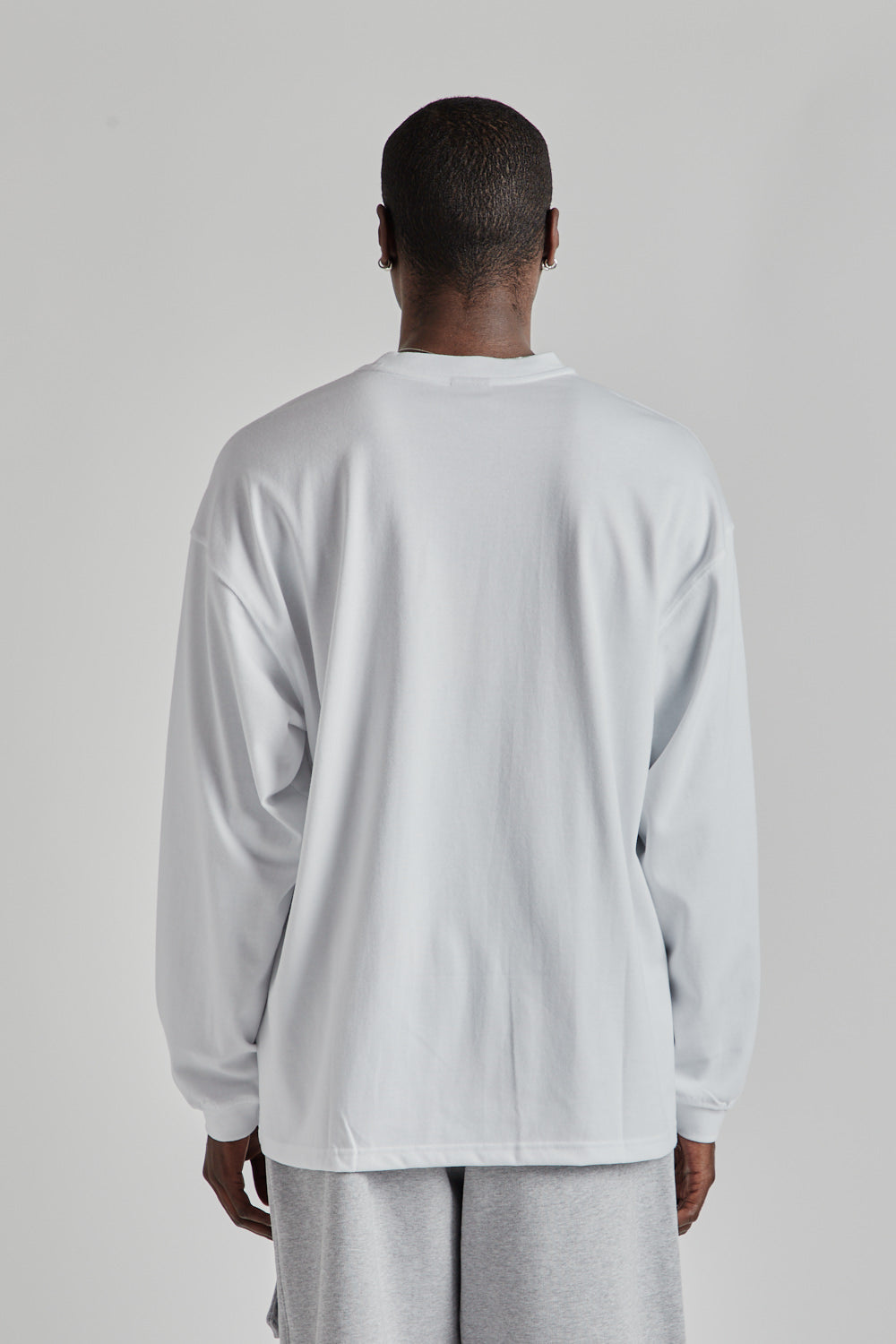 Oversized Long Sleeved Pocket Tee - White