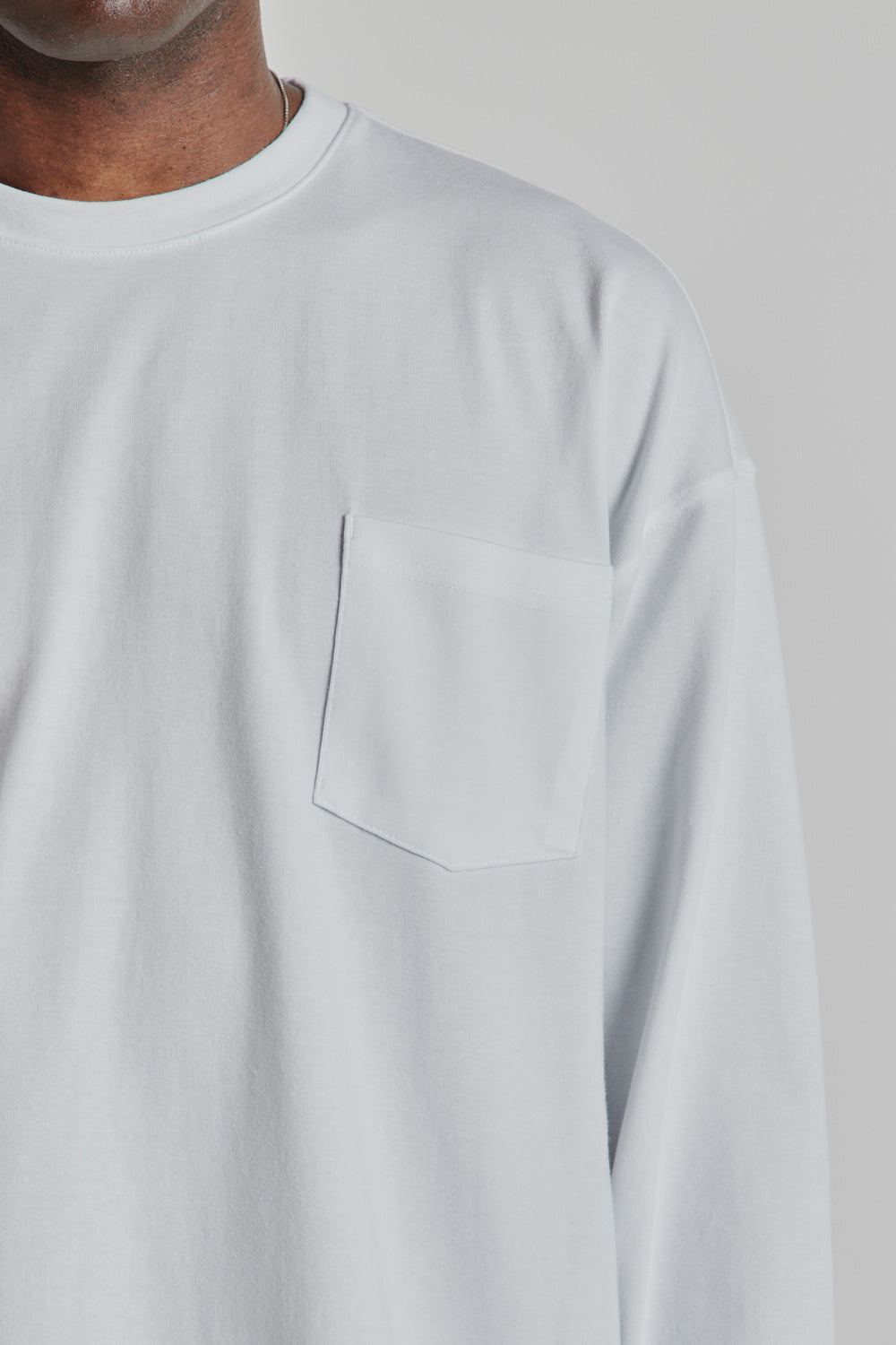 Oversized Long Sleeved Pocket Tee - White