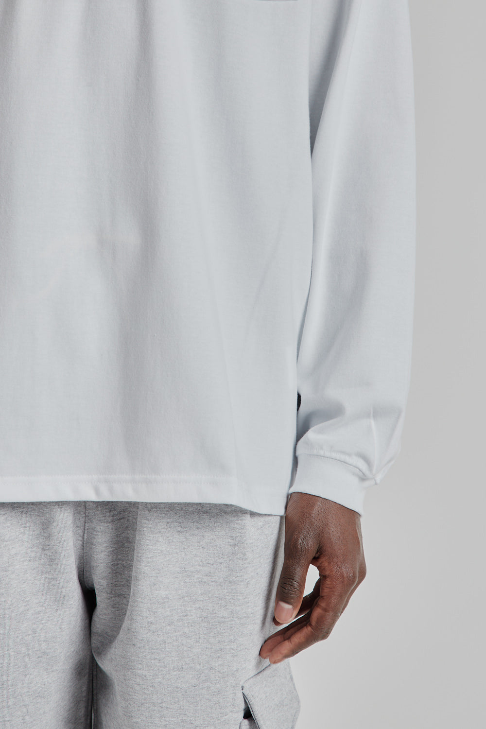 Oversized Long Sleeved Pocket Tee - White