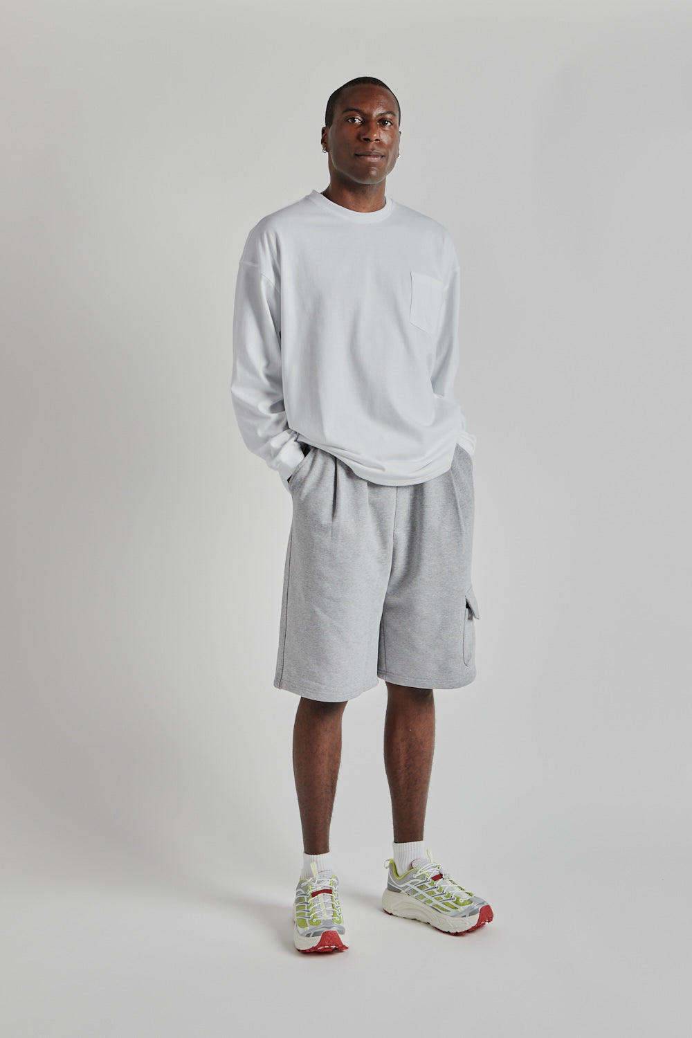 Oversized Long Sleeved Pocket Tee - White