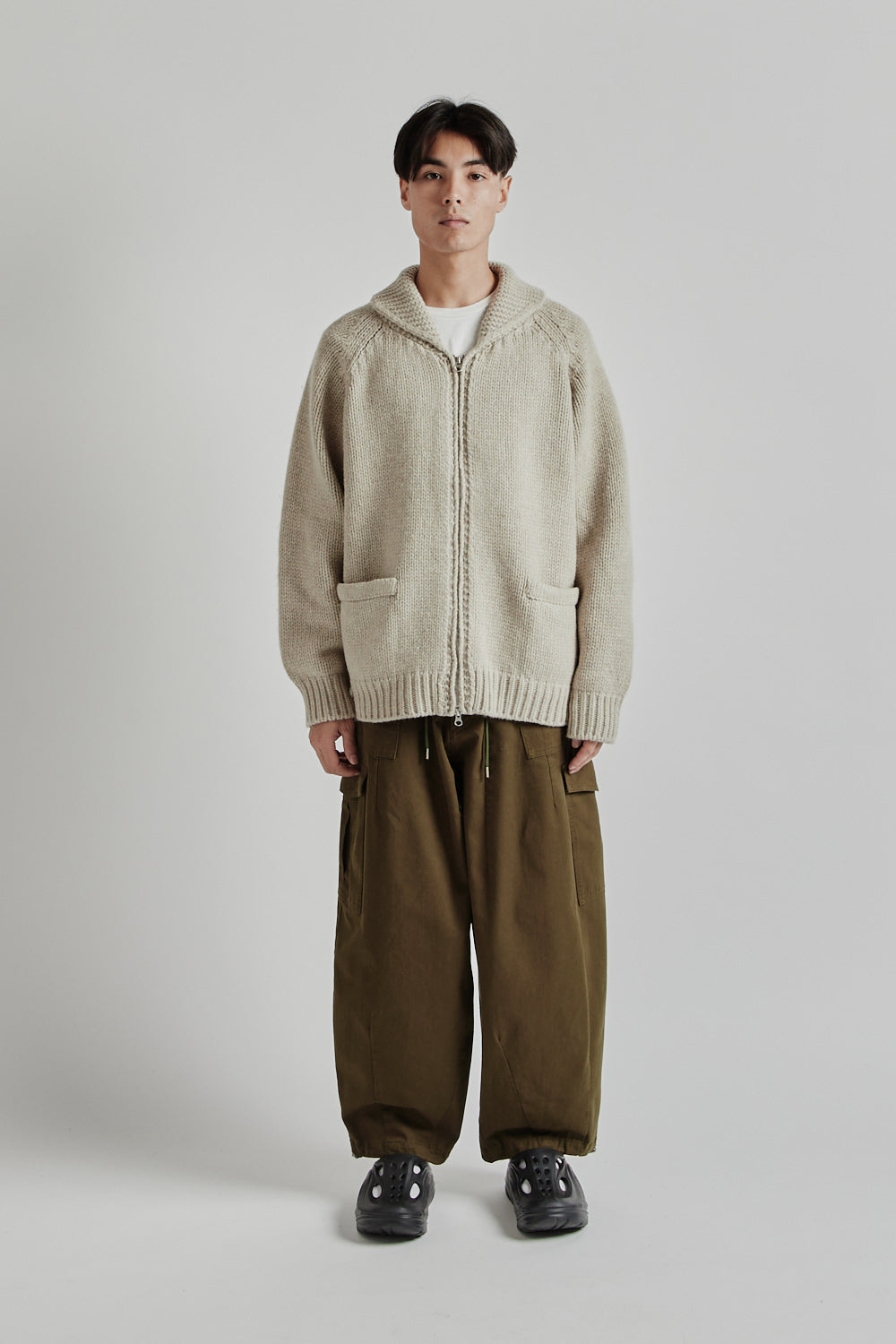 Frizmworks SS25 Heavy Cowichan Zip Up Cardigan Oatmeal 01