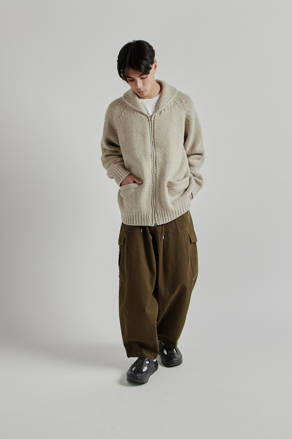 Frizmworks SS25 Heavy Cowichan Zip Up Cardigan Oatmeal 013