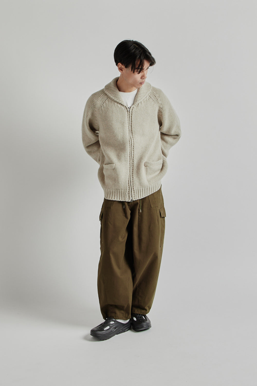 Frizmworks SS25 Heavy Cowichan Zip Up Cardigan Oatmeal 014