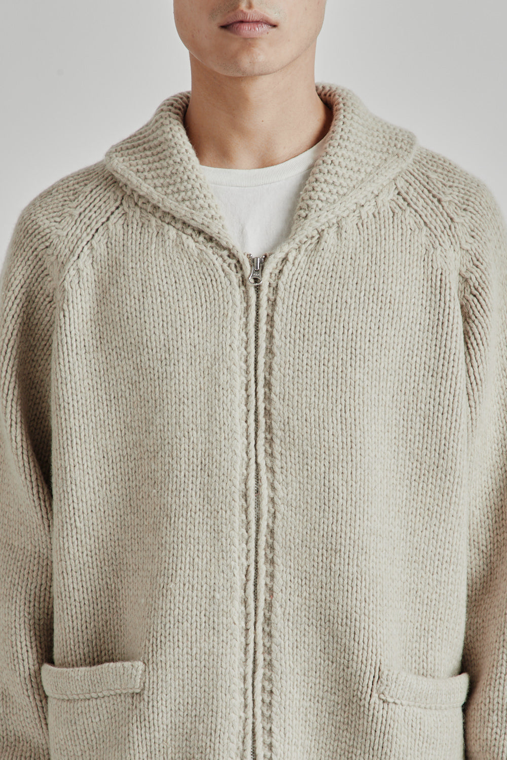 Frizmworks SS25 Heavy Cowichan Zip Up Cardigan Oatmeal 06