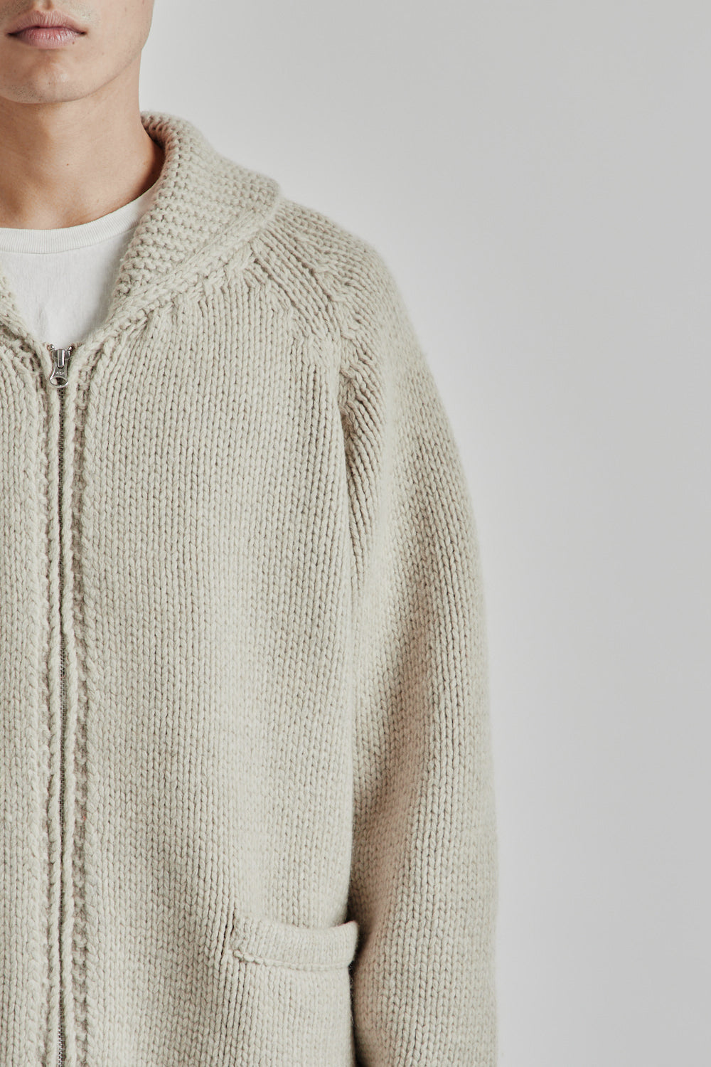 Frizmworks SS25 Heavy Cowichan Zip Up Cardigan Oatmeal 07