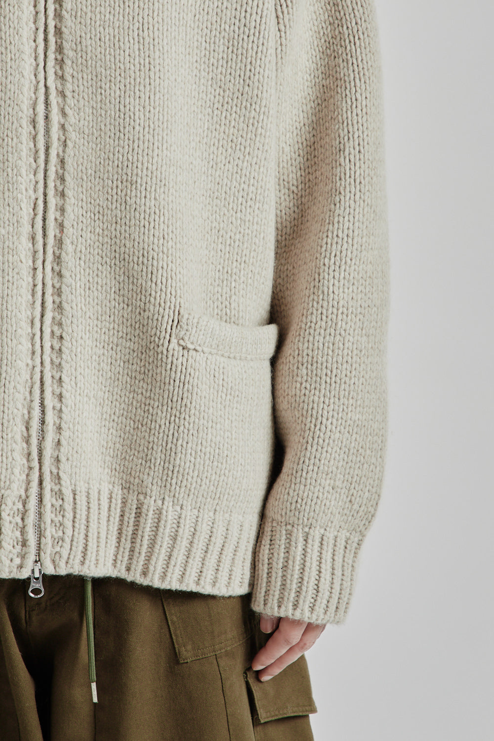 Frizmworks SS25 Heavy Cowichan Zip Up Cardigan Oatmeal 08