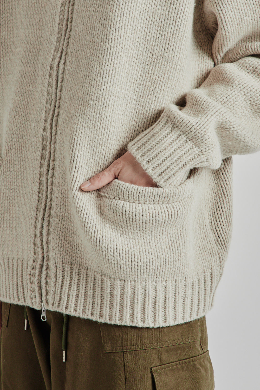 Frizmworks SS25 Heavy Cowichan Zip Up Cardigan Oatmeal 09