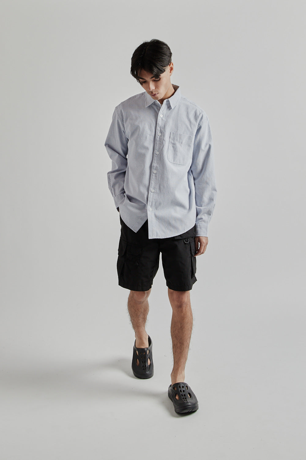 Oversized striped shirt, Light Blue - Sisley