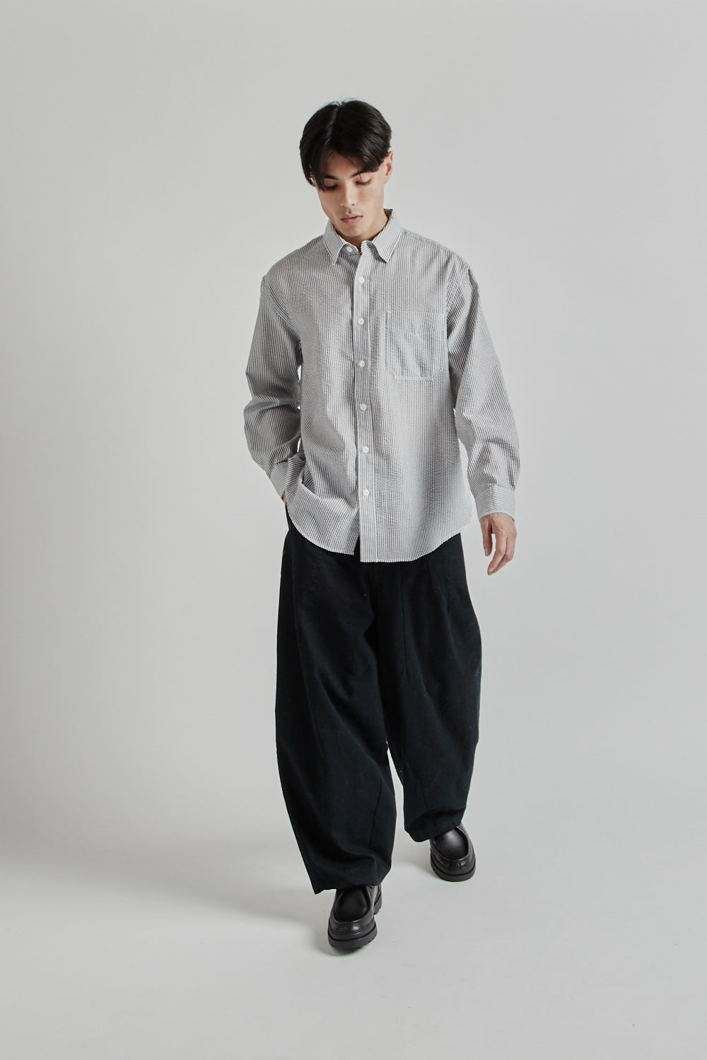 Frizmworks OG Stripe Seersucker Shirt - Black | Wallace