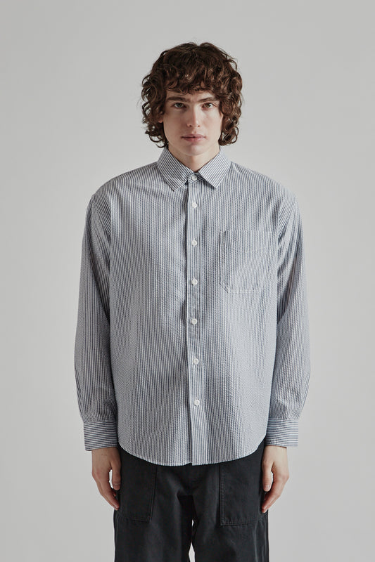 OG Stripe Seersucker Shirt - Blue - Wallace Mercantile Shop