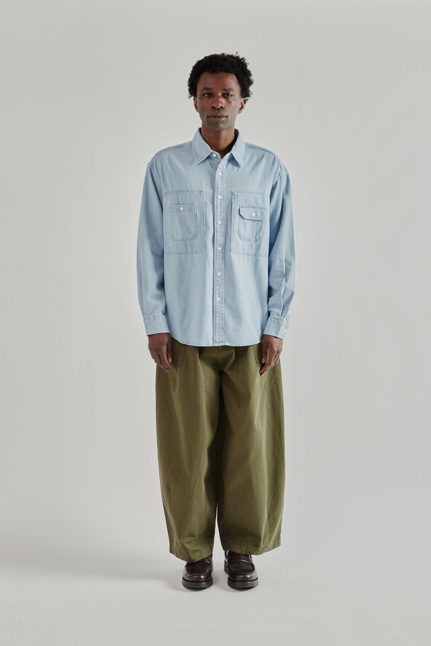 Frizmworks SS26 Bleach Denim Utility Shirt Light Blue4296
