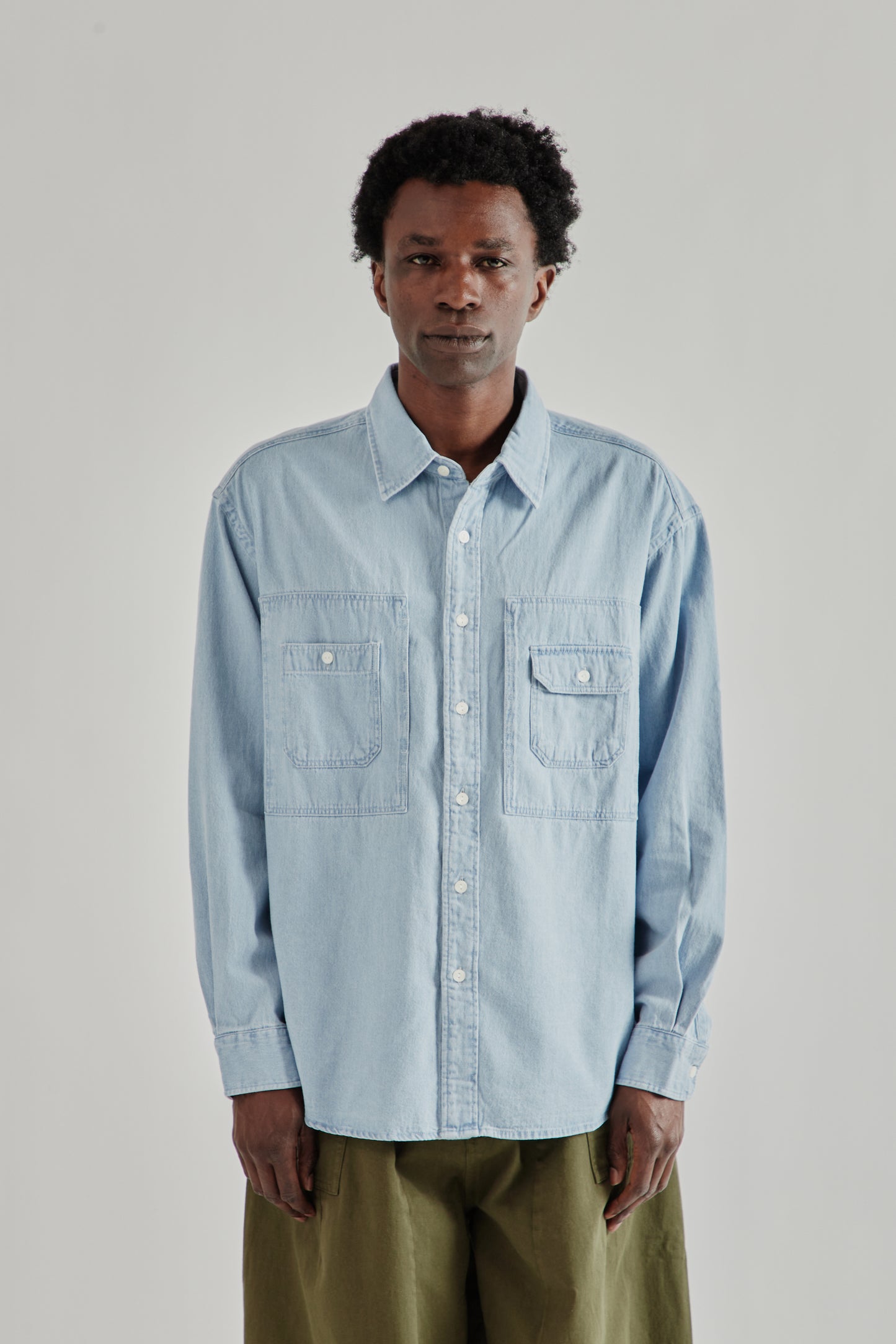 Frizmworks SS26 Bleach Denim Utility Shirt Light Blue4299