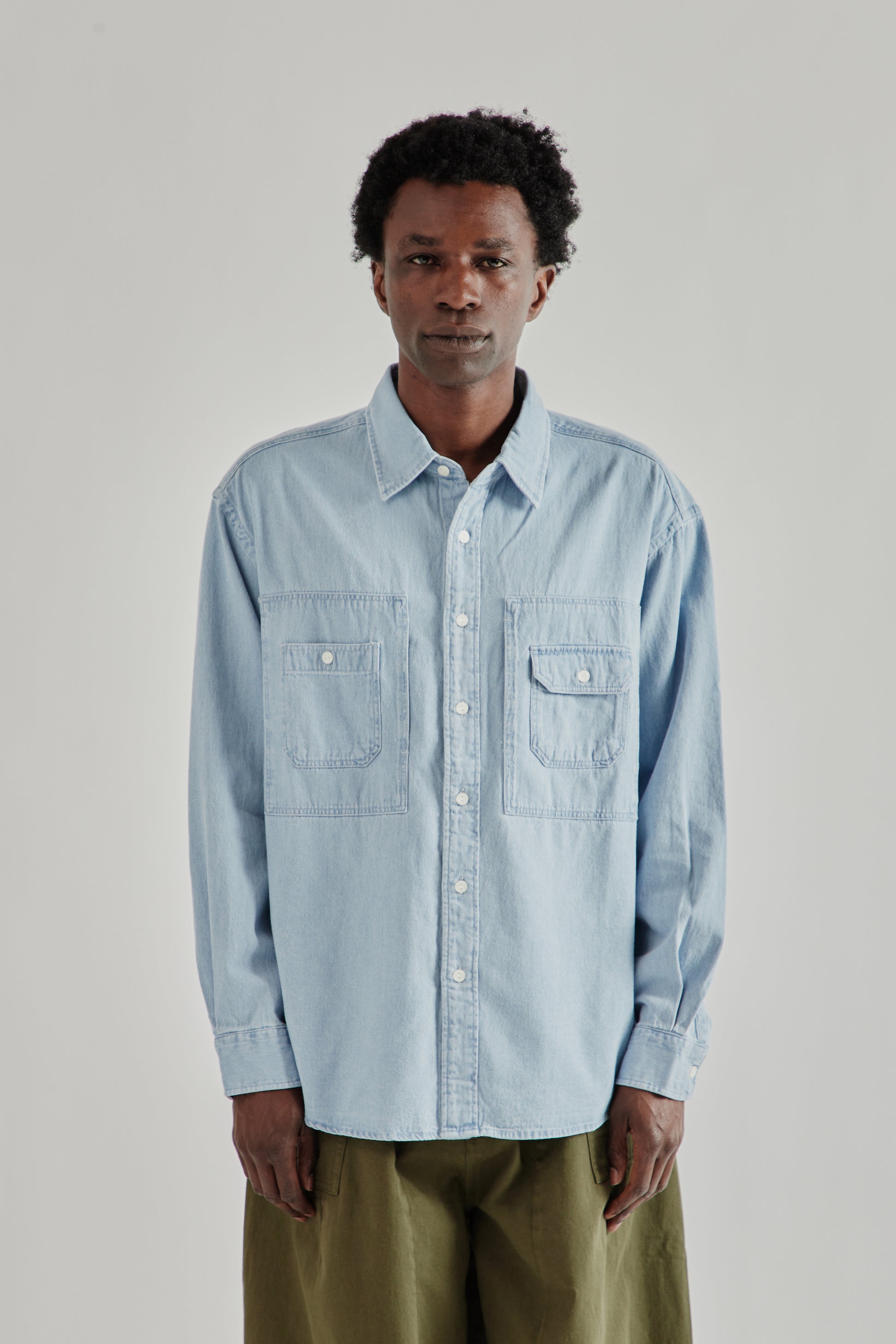 Frizmworks SS26 Bleach Denim Utility Shirt Light Blue4299
