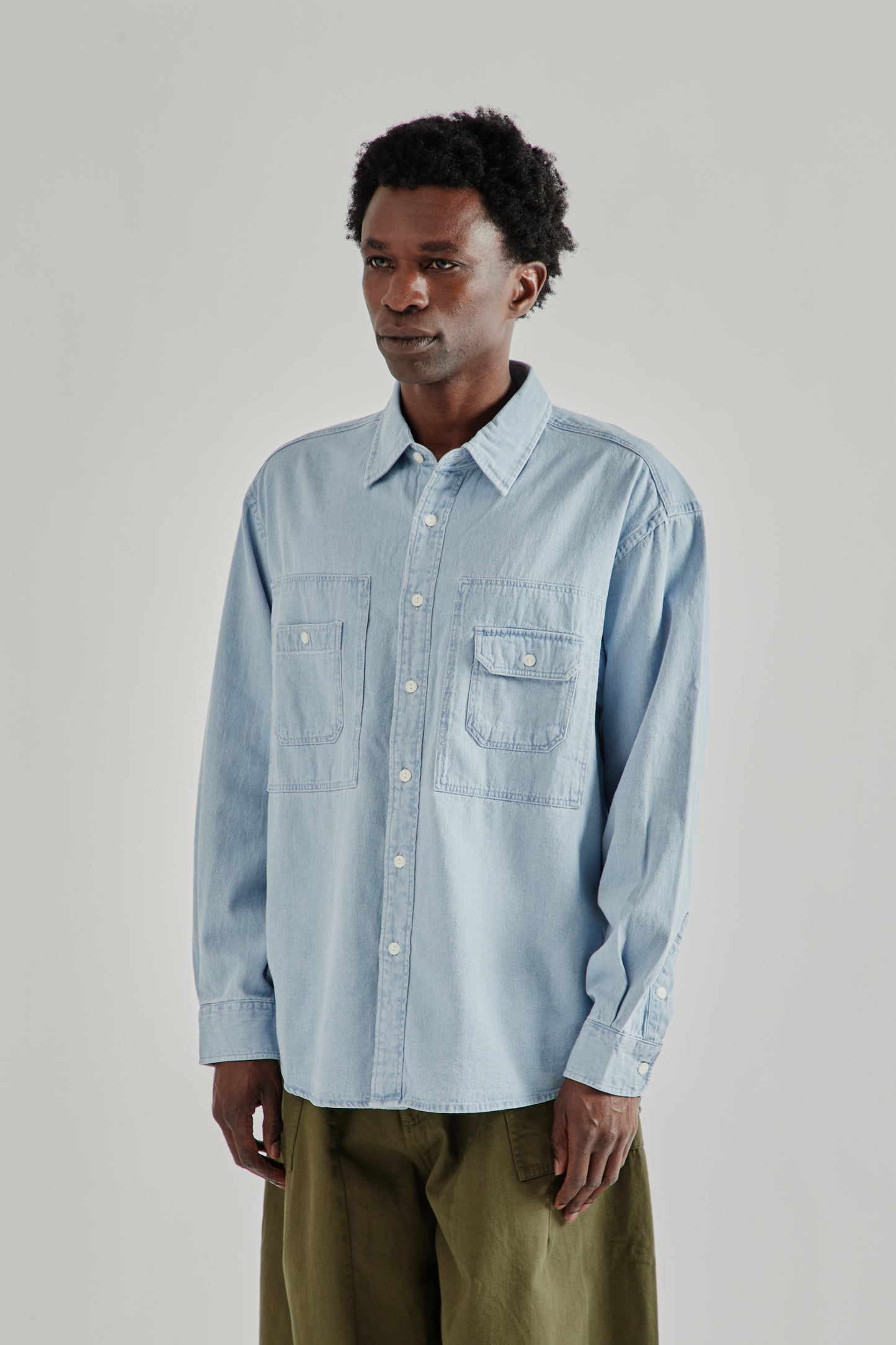 Frizmworks SS26 Bleach Denim Utility Shirt Light Blue4302