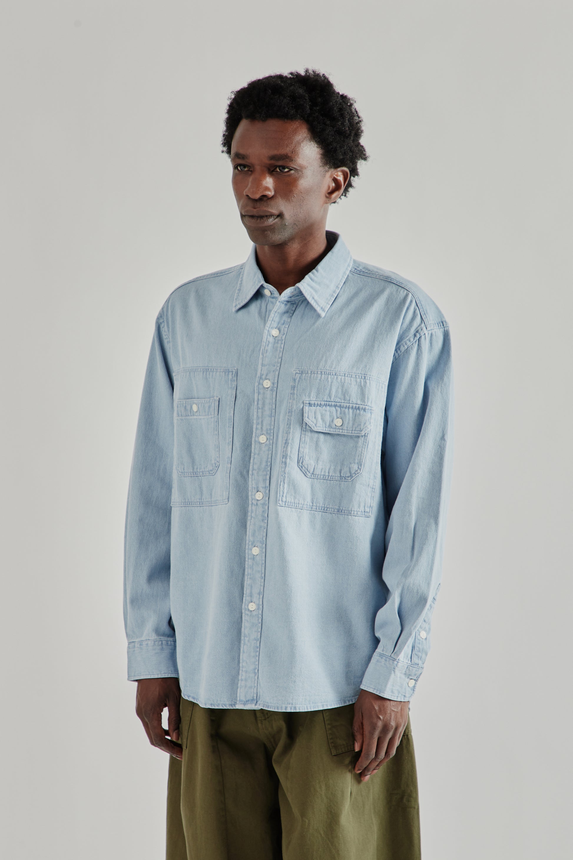 Frizmworks SS26 Bleach Denim Utility Shirt Light Blue4302