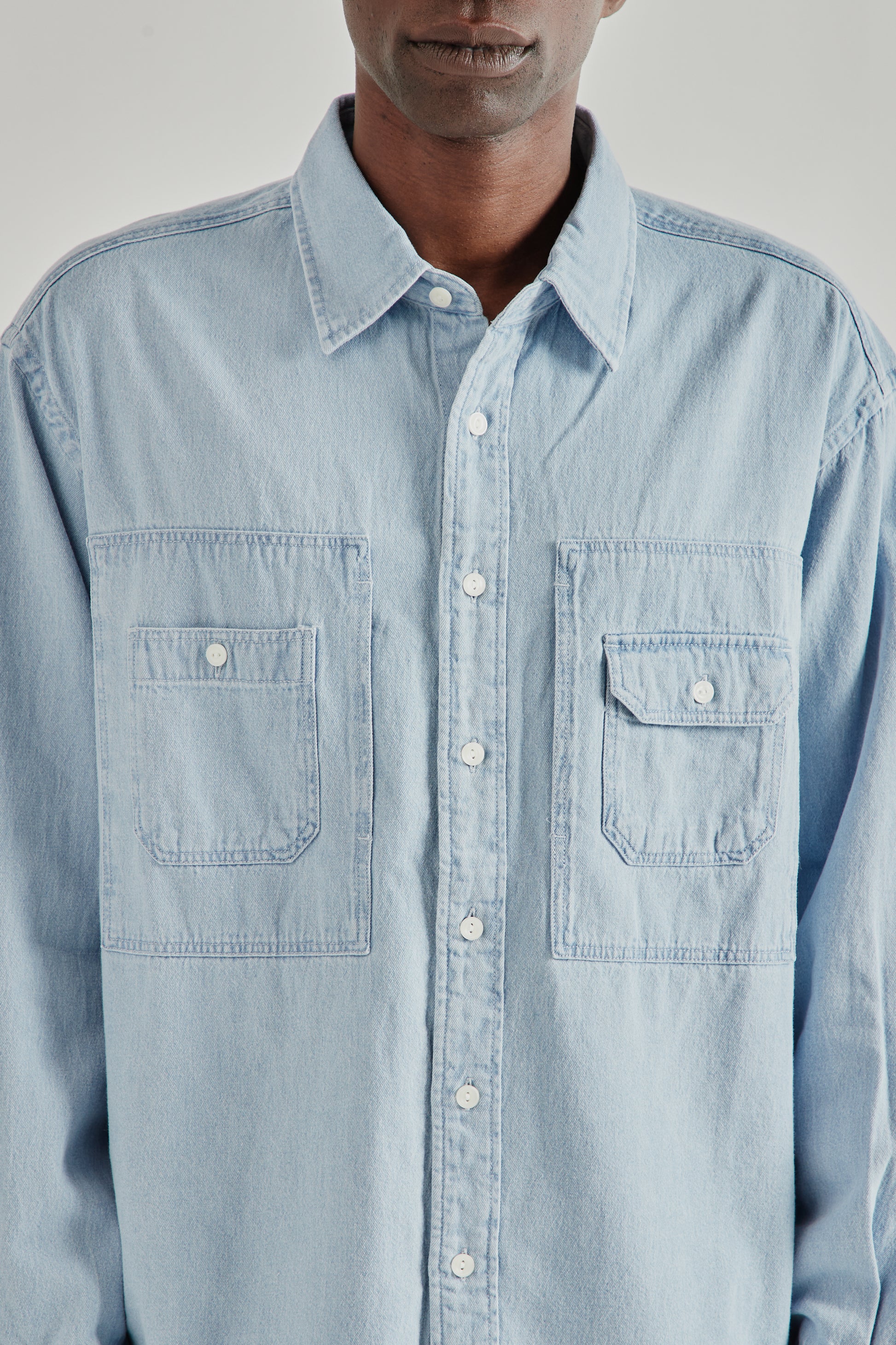 Frizmworks SS26 Bleach Denim Utility Shirt Light Blue4310
