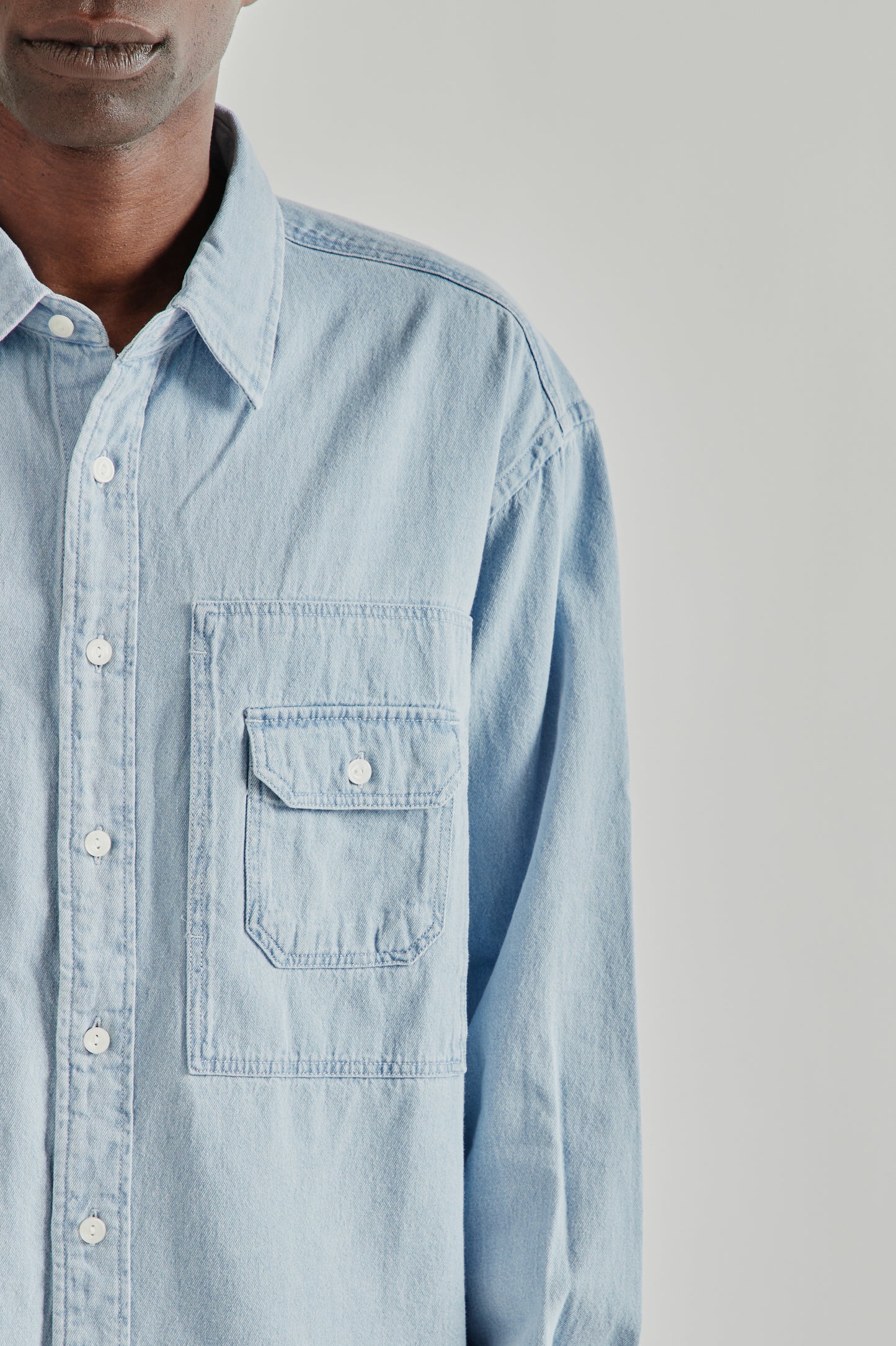 Frizmworks SS26 Bleach Denim Utility Shirt Light Blue4311