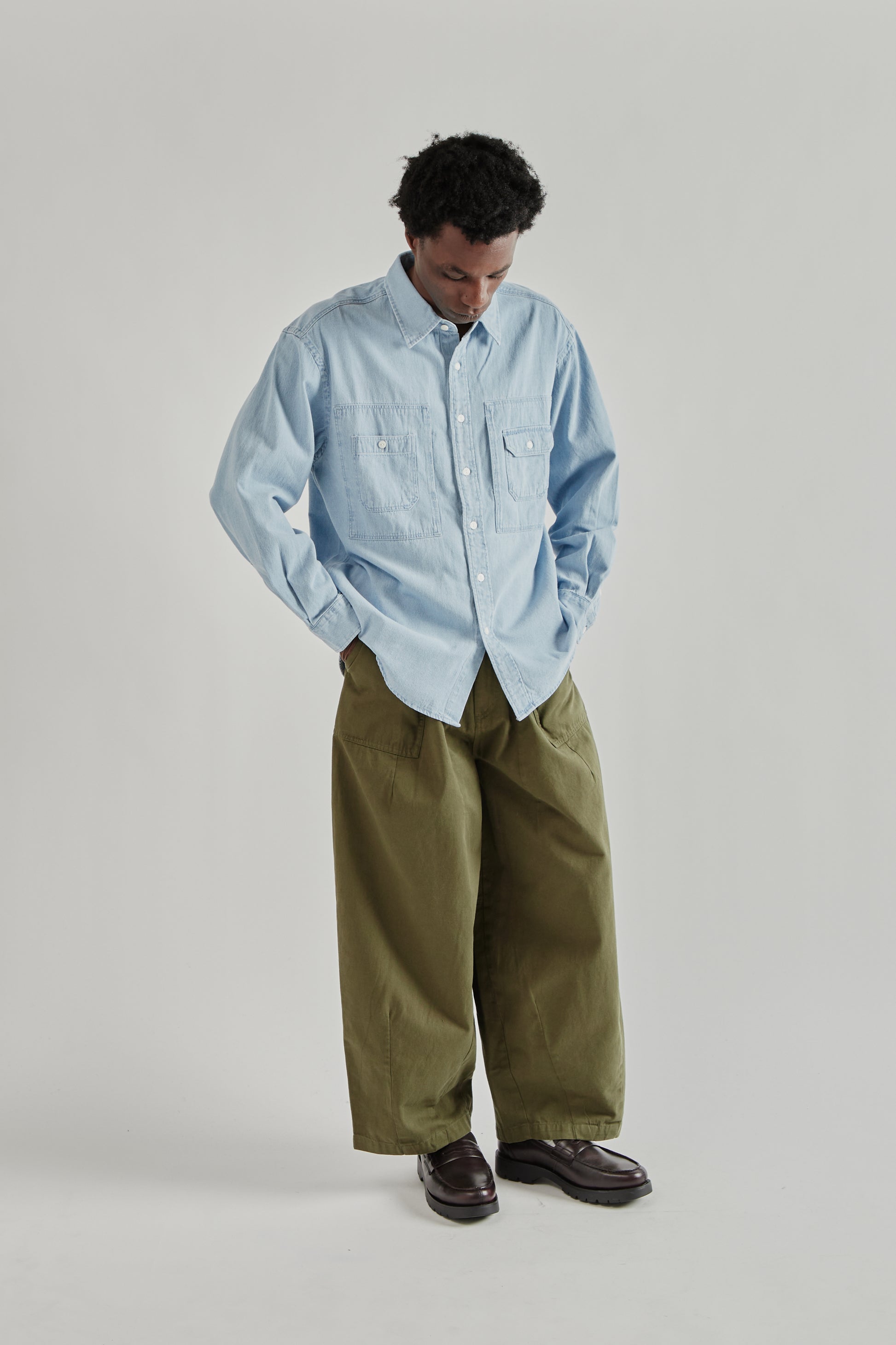 Frizmworks SS26 Bleach Denim Utility Shirt Light Blue4313