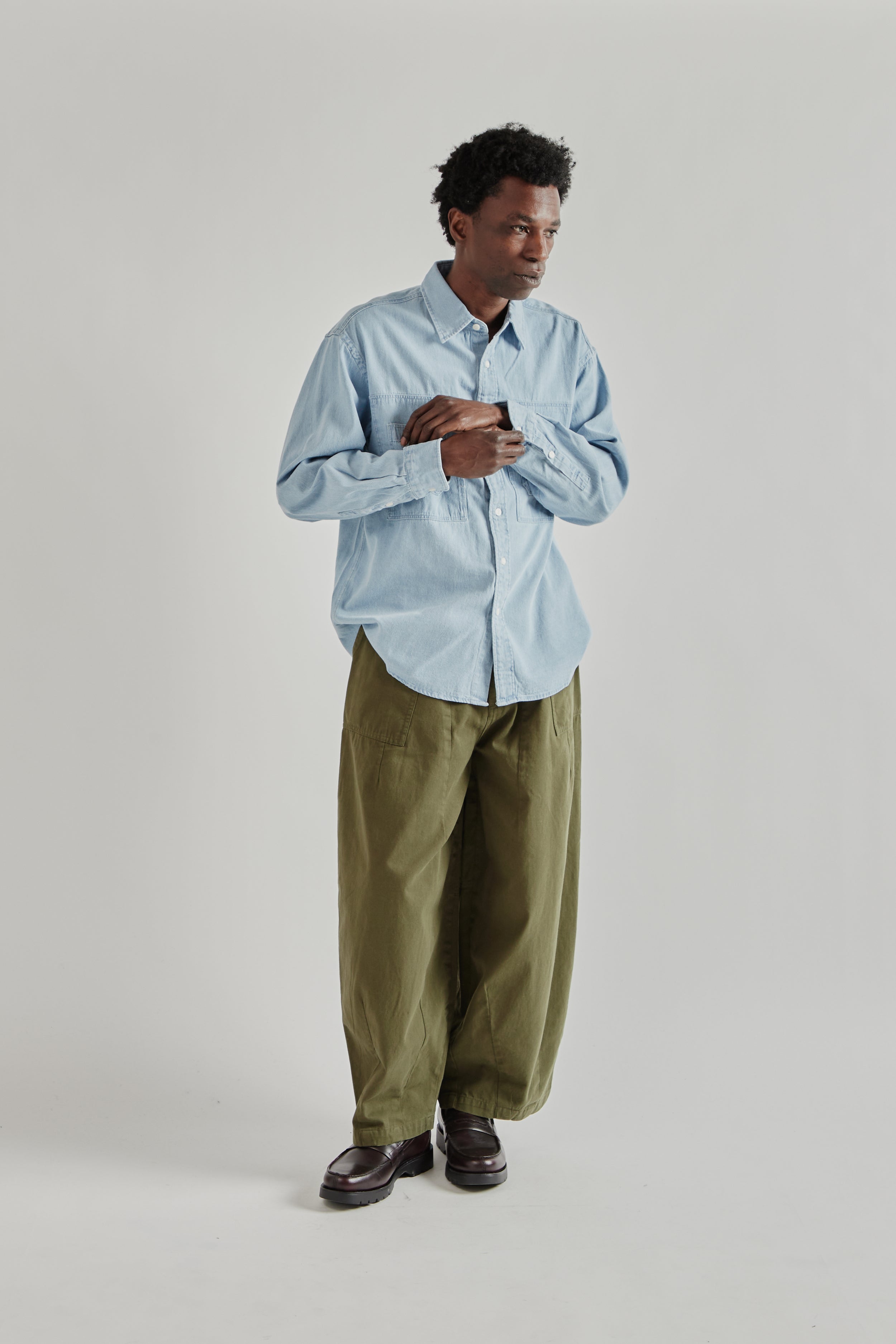 Frizmworks Bleach Denim Utility Shirt - Light Blue | Wallace