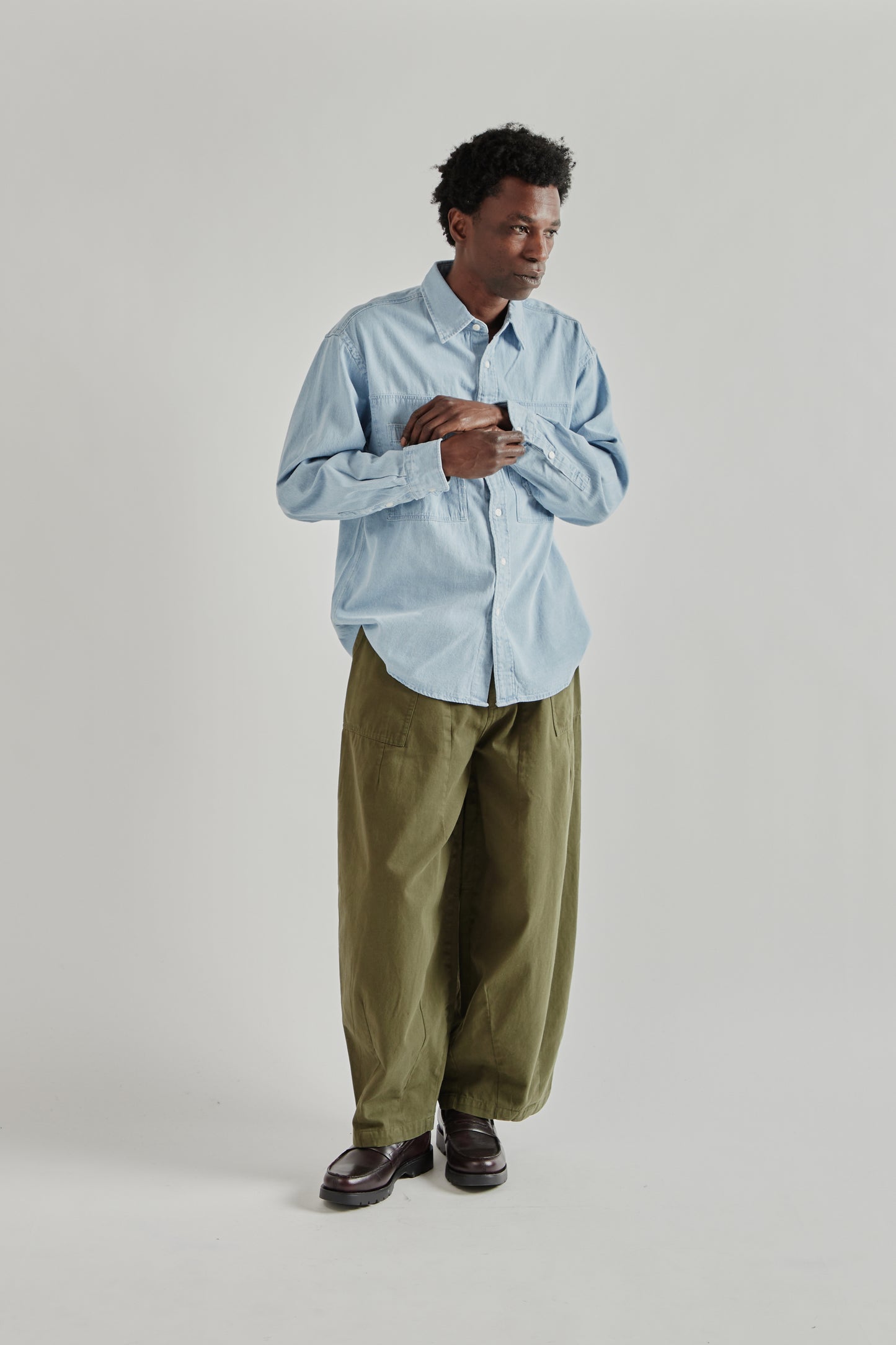 Frizmworks SS26 Bleach Denim Utility Shirt Light Blue4316