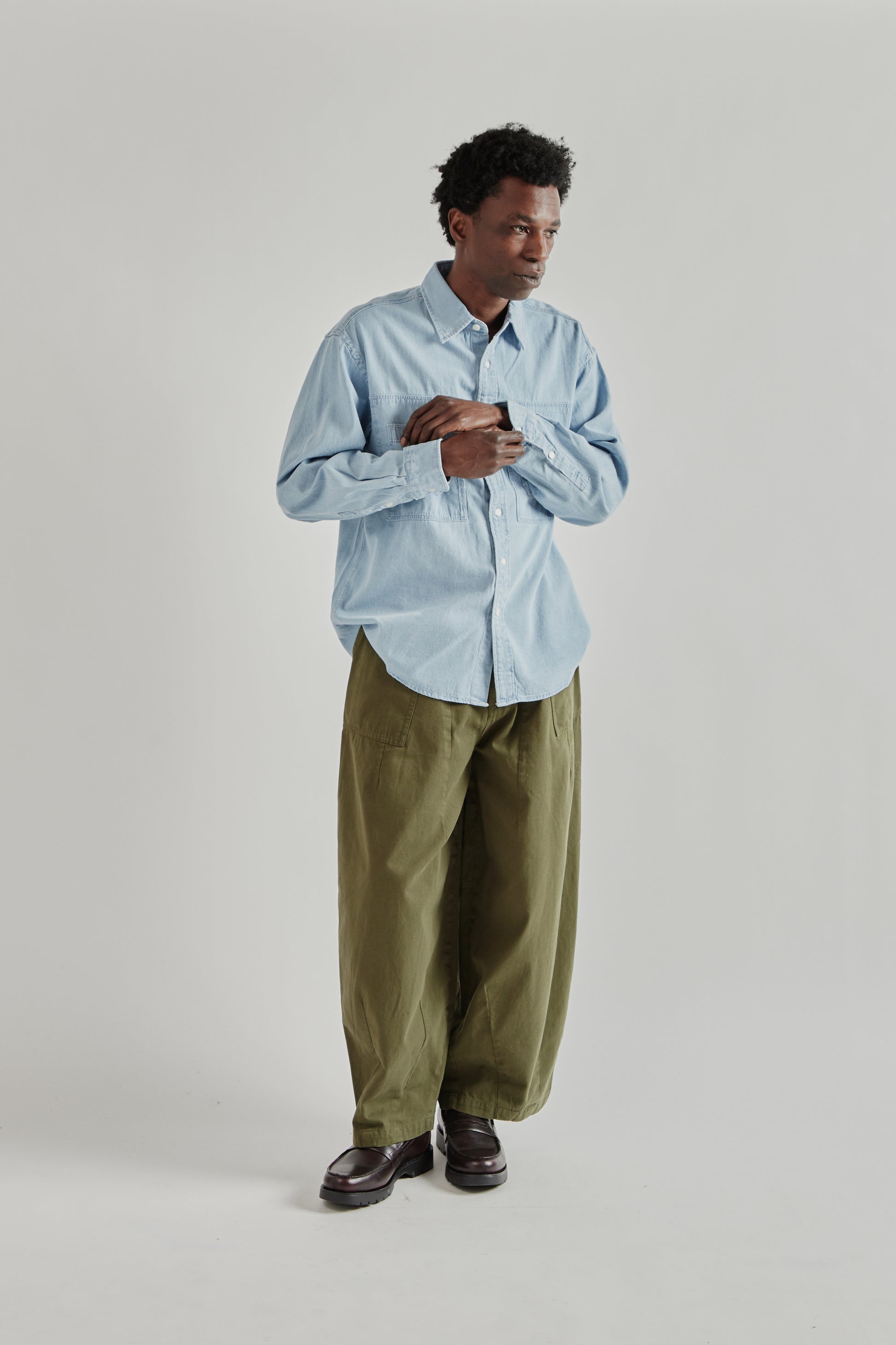 Frizmworks SS26 Bleach Denim Utility Shirt Light Blue4316