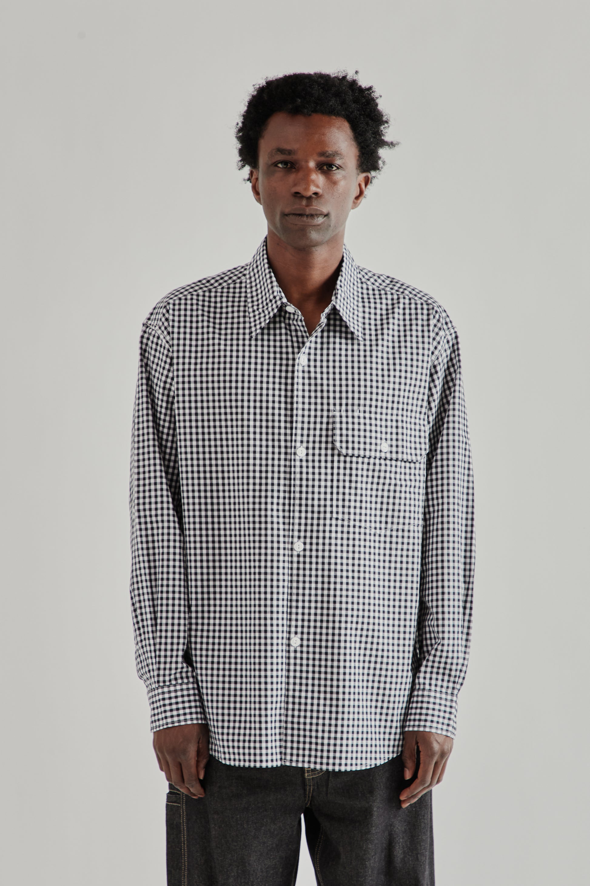 Frizmworks SS26 Ease Gingham Check Shirt Black4219 9b44f765-3f90-44c7-b7a7-0cfd36cd8ee6