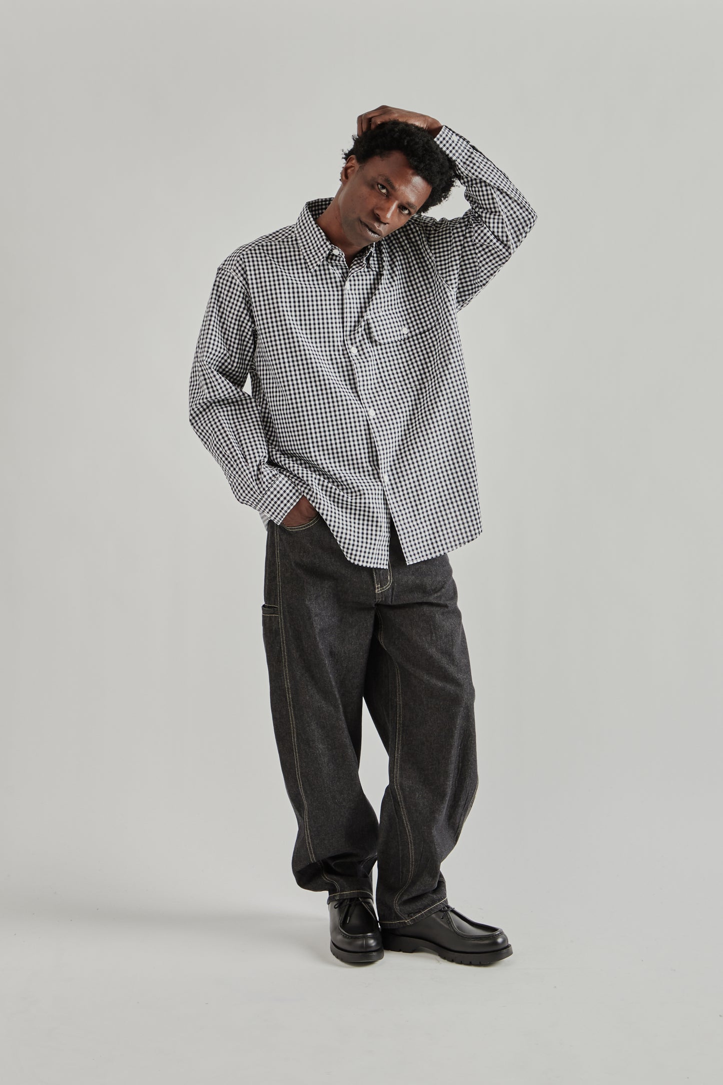 Frizmworks SS26 Ease Gingham Check Shirt Black4240 8a815a80-7e2d-4673-af45-35537e572003