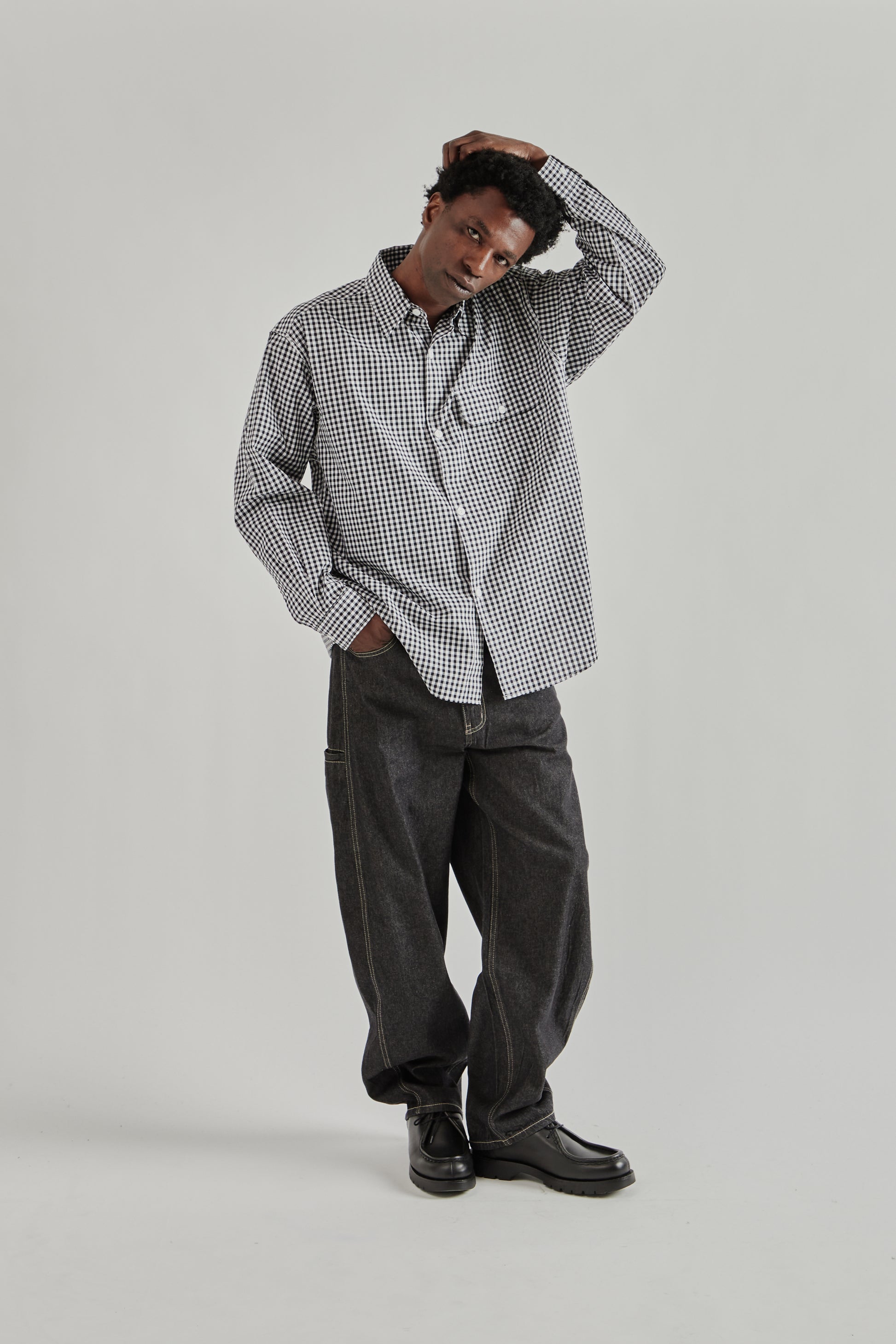 Frizmworks SS26 Ease Gingham Check Shirt Black4240 8a815a80-7e2d-4673-af45-35537e572003
