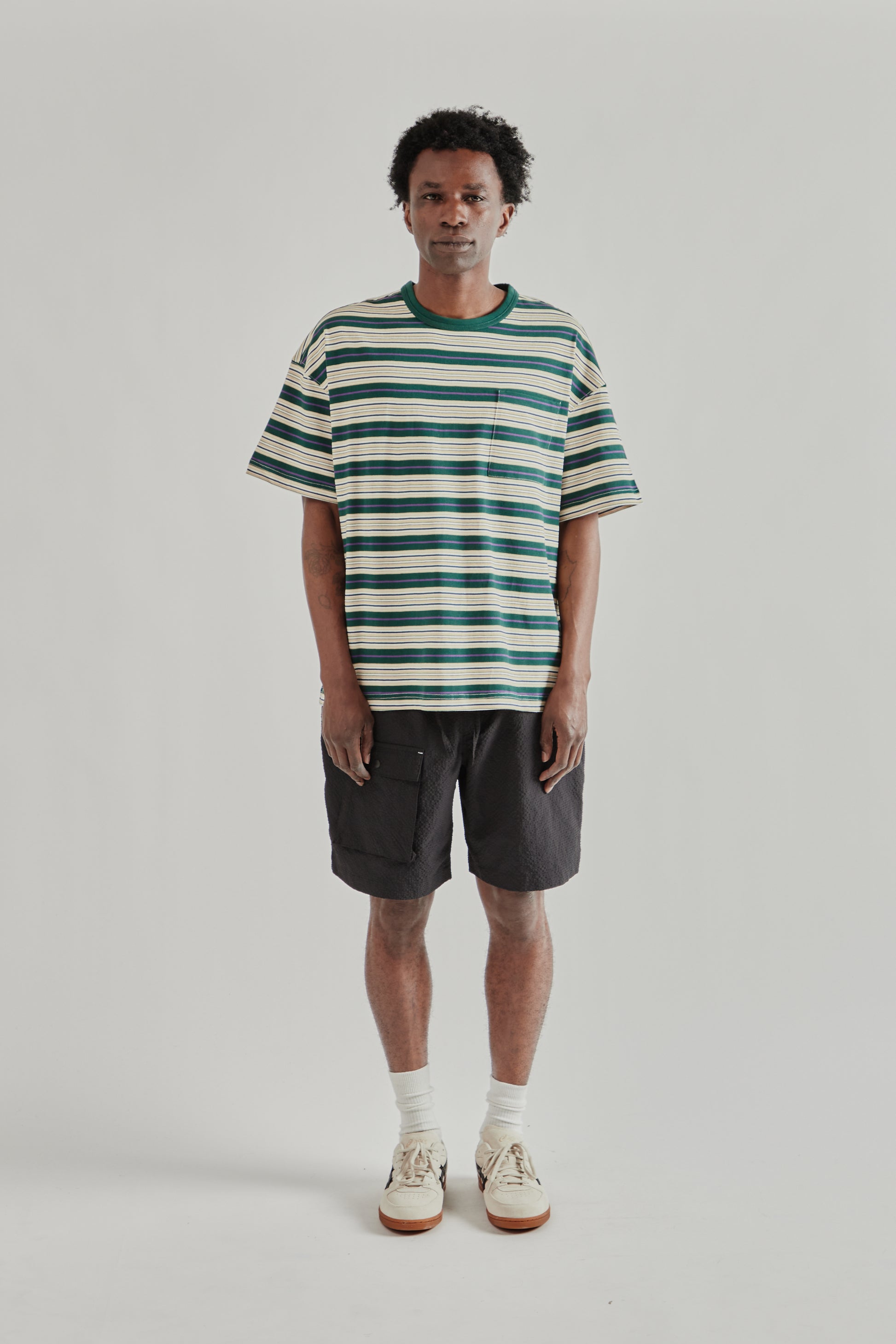 Frizmworks SS26 Horizon Stripe Half Tee Dark Green5064
