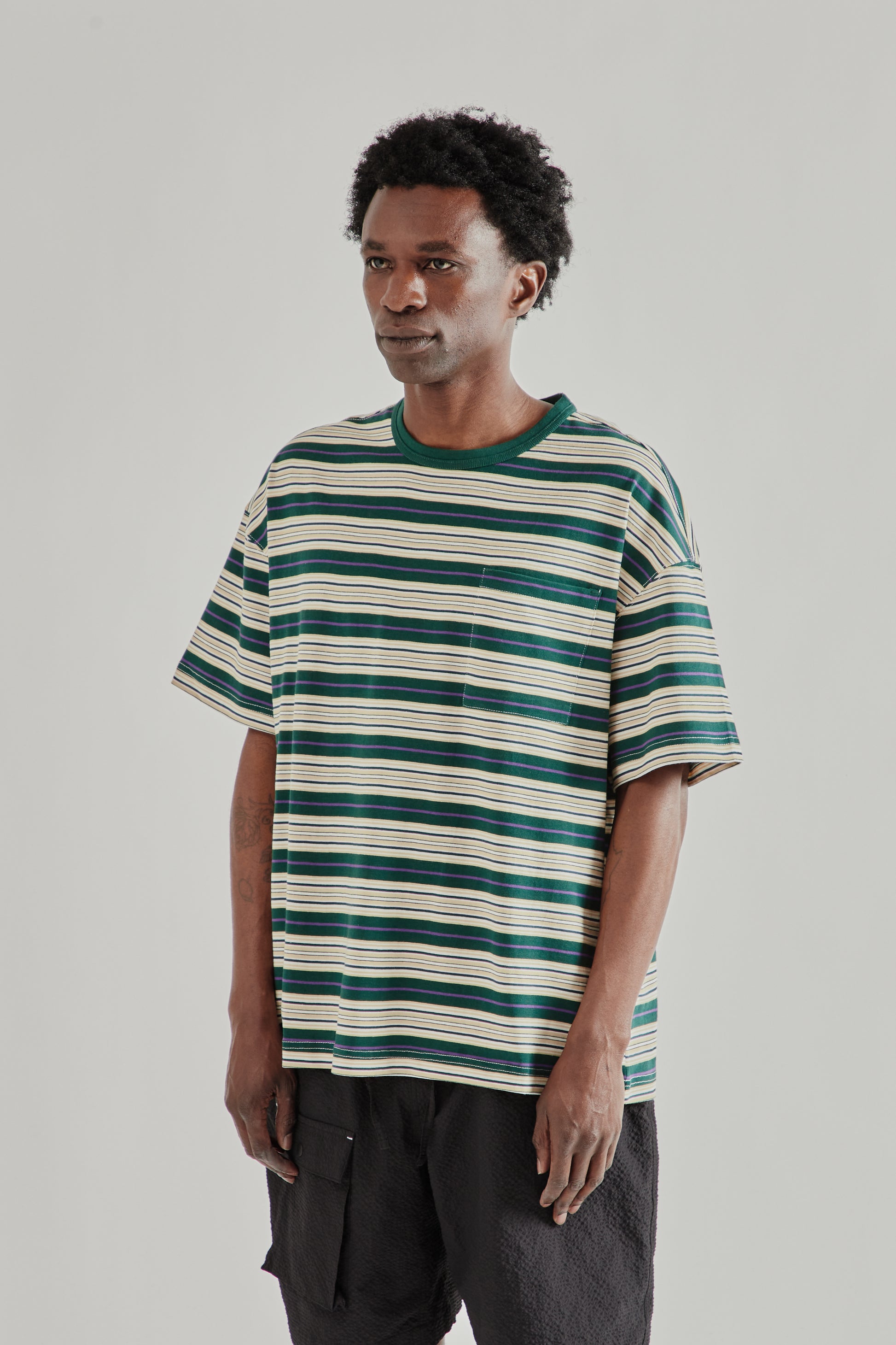 Frizmworks SS26 Horizon Stripe Half Tee Dark Green5070