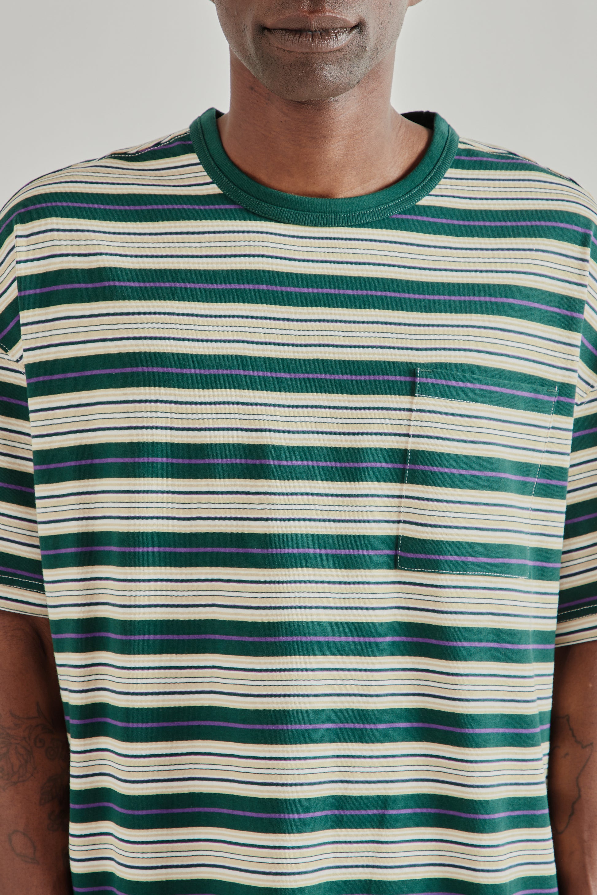 Frizmworks SS26 Horizon Stripe Half Tee Dark Green5078